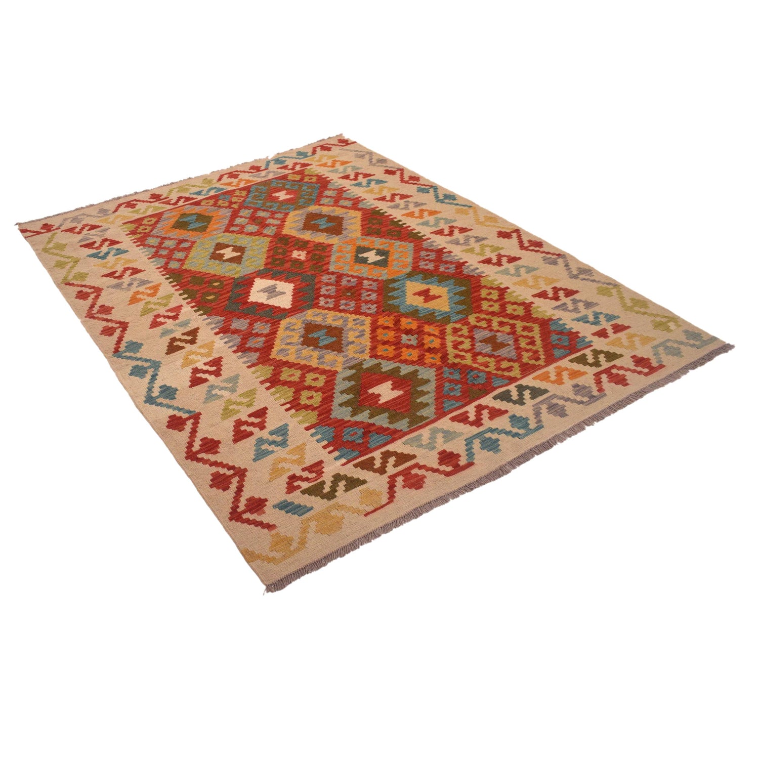 Handmade Vegetable Keilim 5' 1" x 6' 5" (ft) - No. W34841