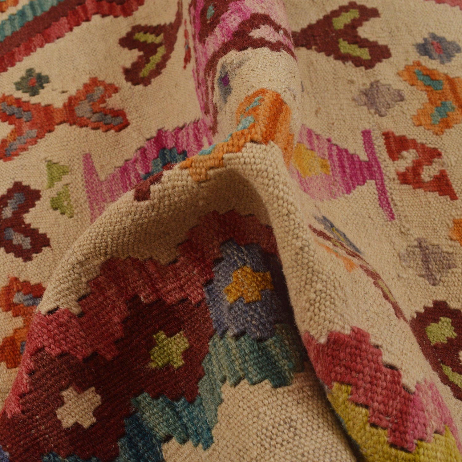 Handmade Vegetable Kelim 3' 3" x 4' 5" (ft) - No. W34844