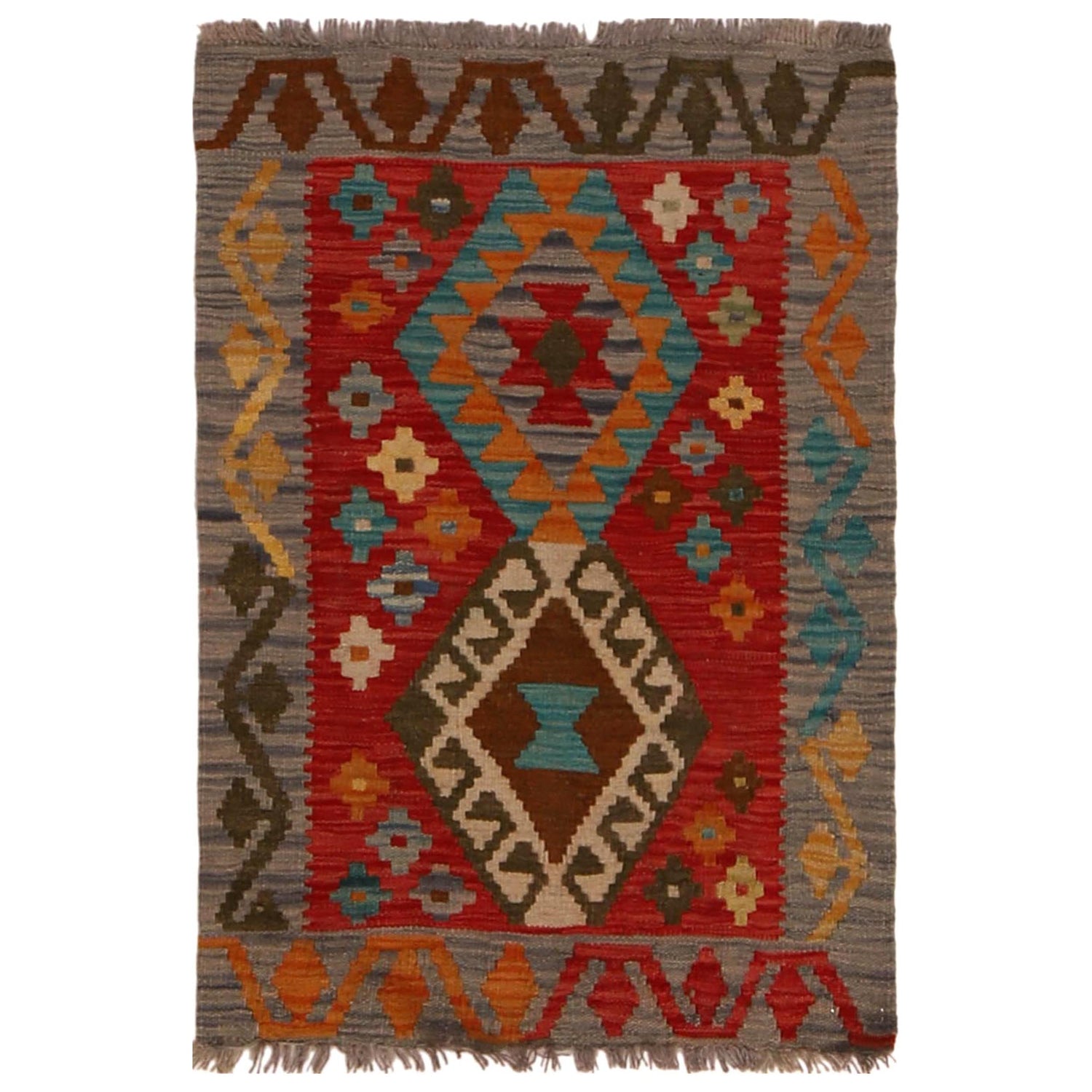 Handmade Vegetable Kilim 2' 0" x 2' 11" (ft) - No. W34850