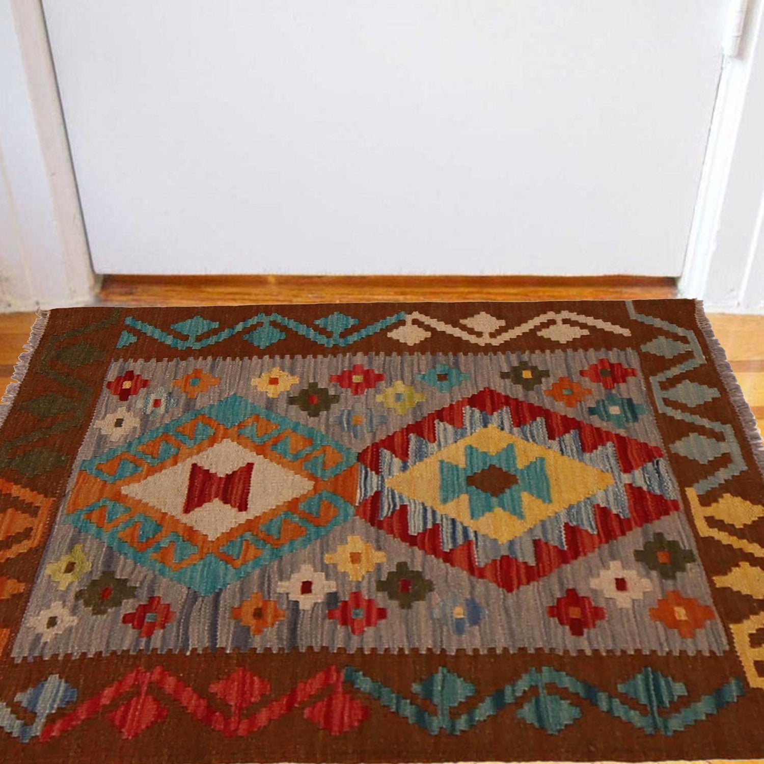 Handmade Vegetable Kilim 2' 1" x 2' 11" (ft) - No. W34858