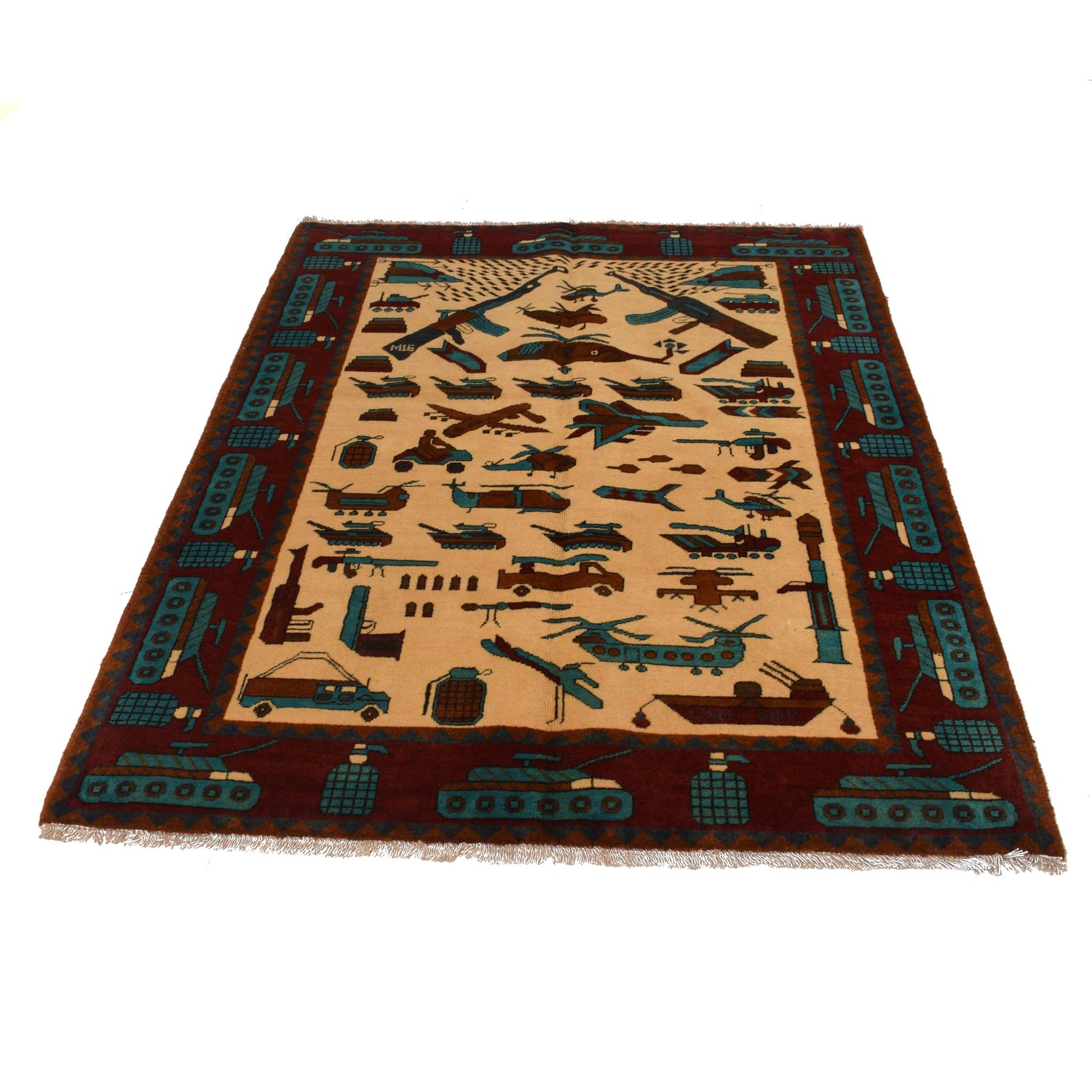 Hand Knotted War Rug 4' 2" x 5' 10" (ft) - No. W35142