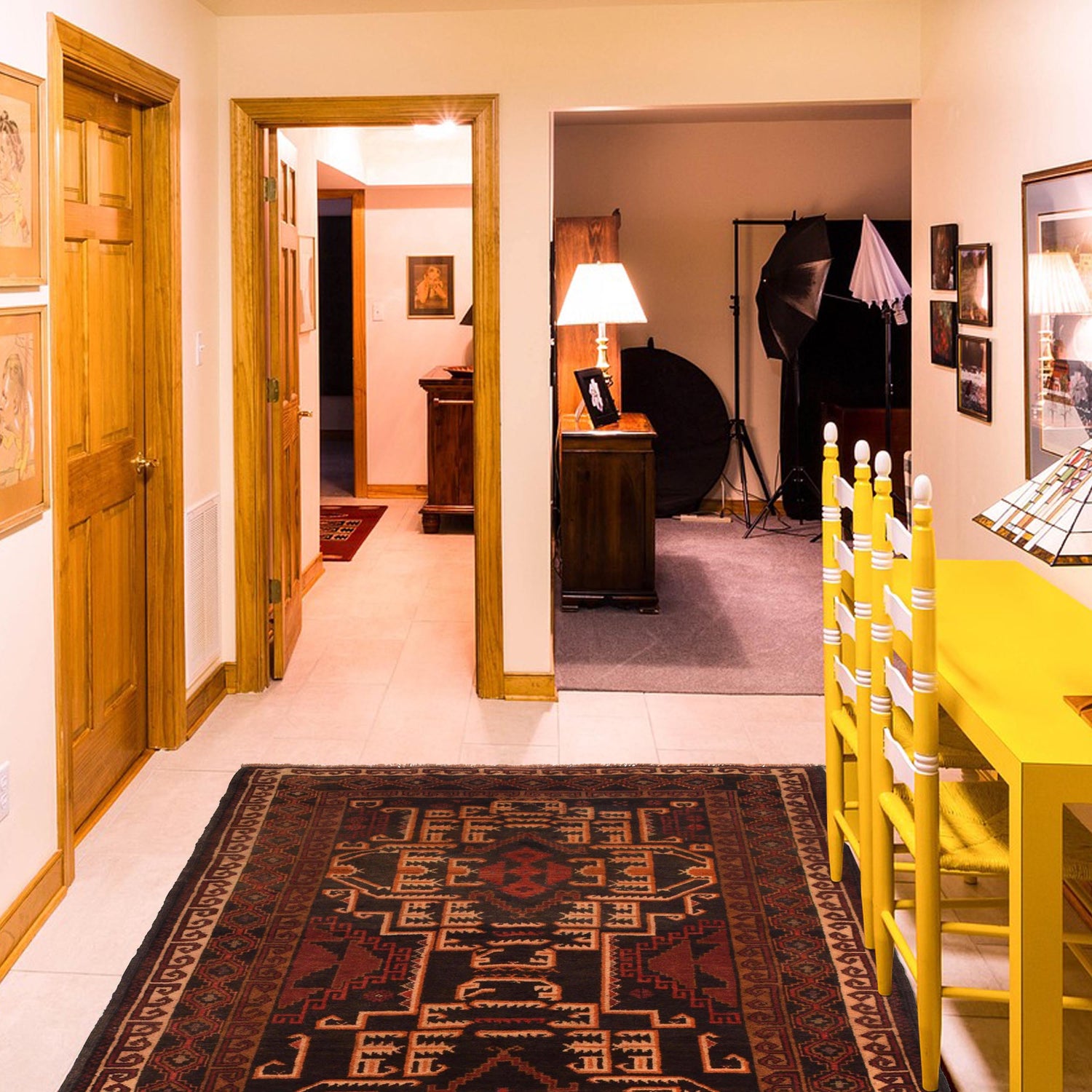 Multi Color Baluchi Rug 3' 8" x 6' 2" (ft) - No. W35445