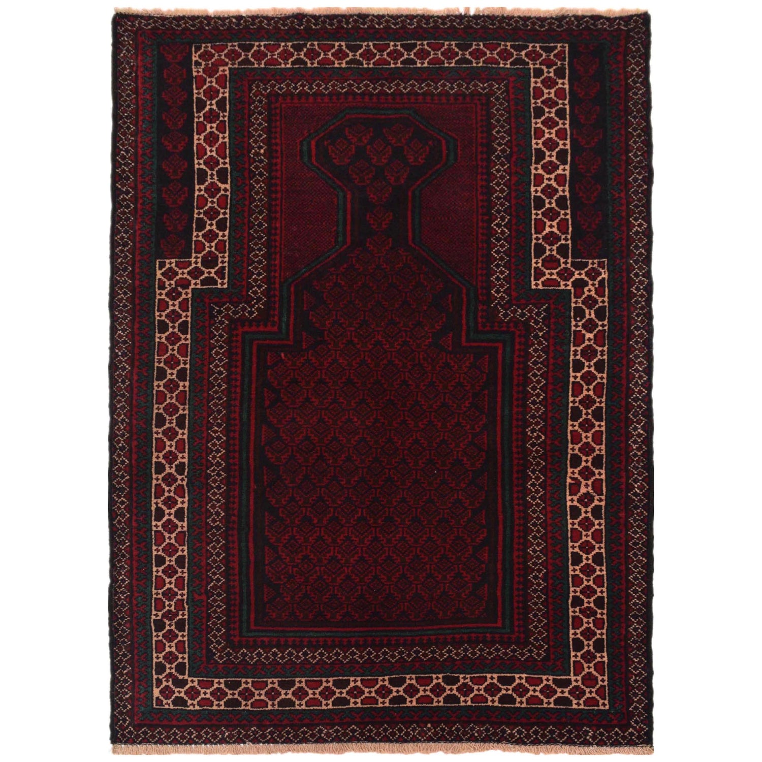 Red Color Prayer Rug 2' 11" x 4' 5" (ft) - No. W35457