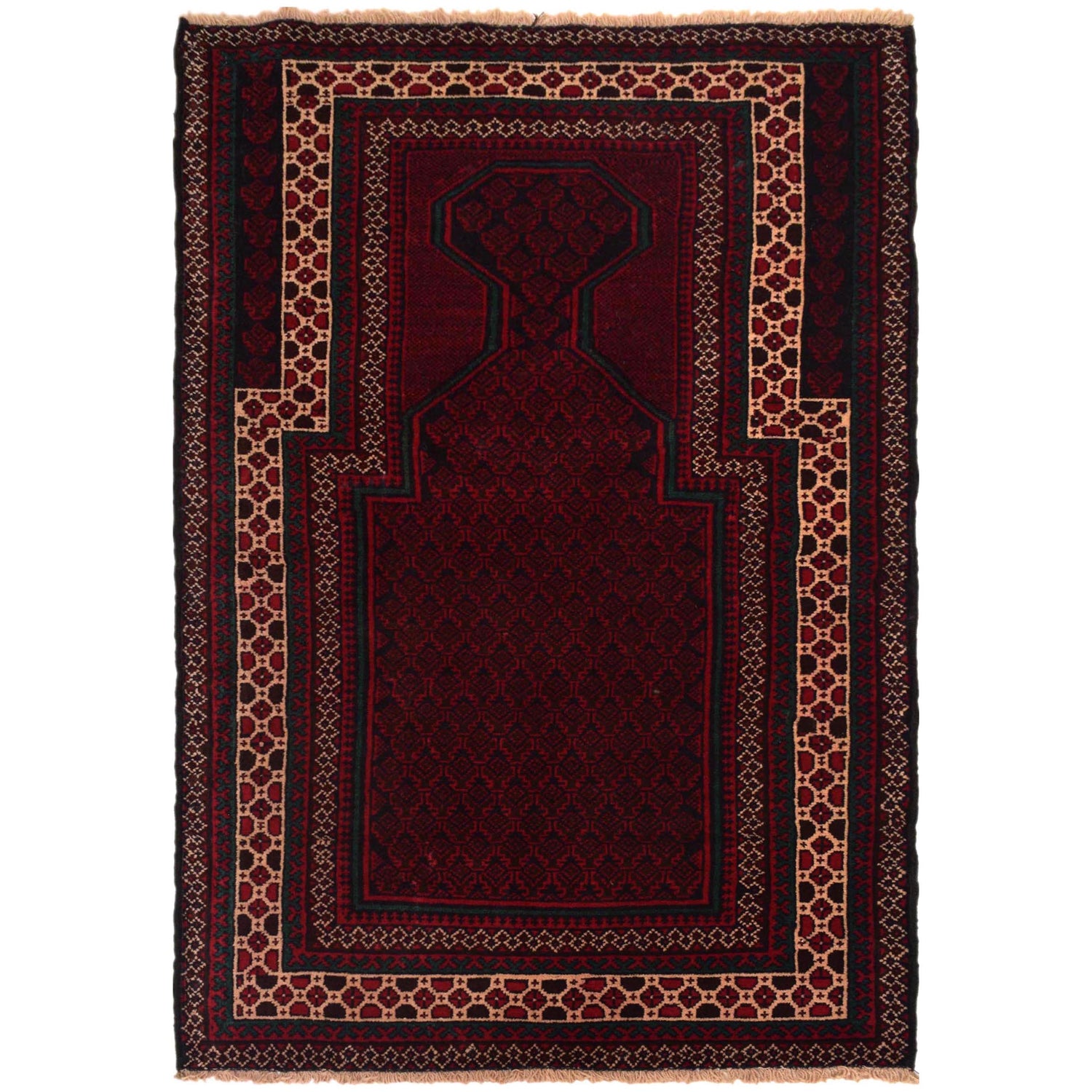 Red Color Prayer Rug 2' 11" x 4' 7" (ft) - No. W35458