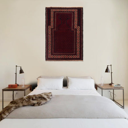 Red Color Prayer Rug 2' 11" x 4' 7" (ft) - No. W35458