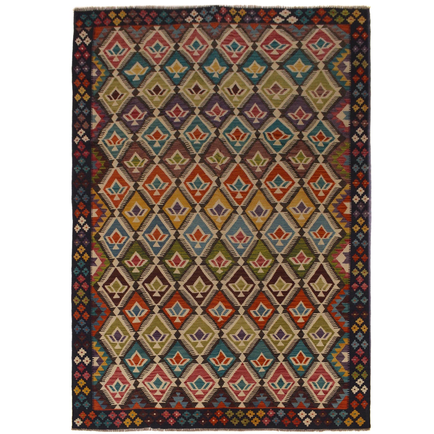 Handmade Vegetable Kilim 6' 8" x 10' 0" (ft) - No. W35525