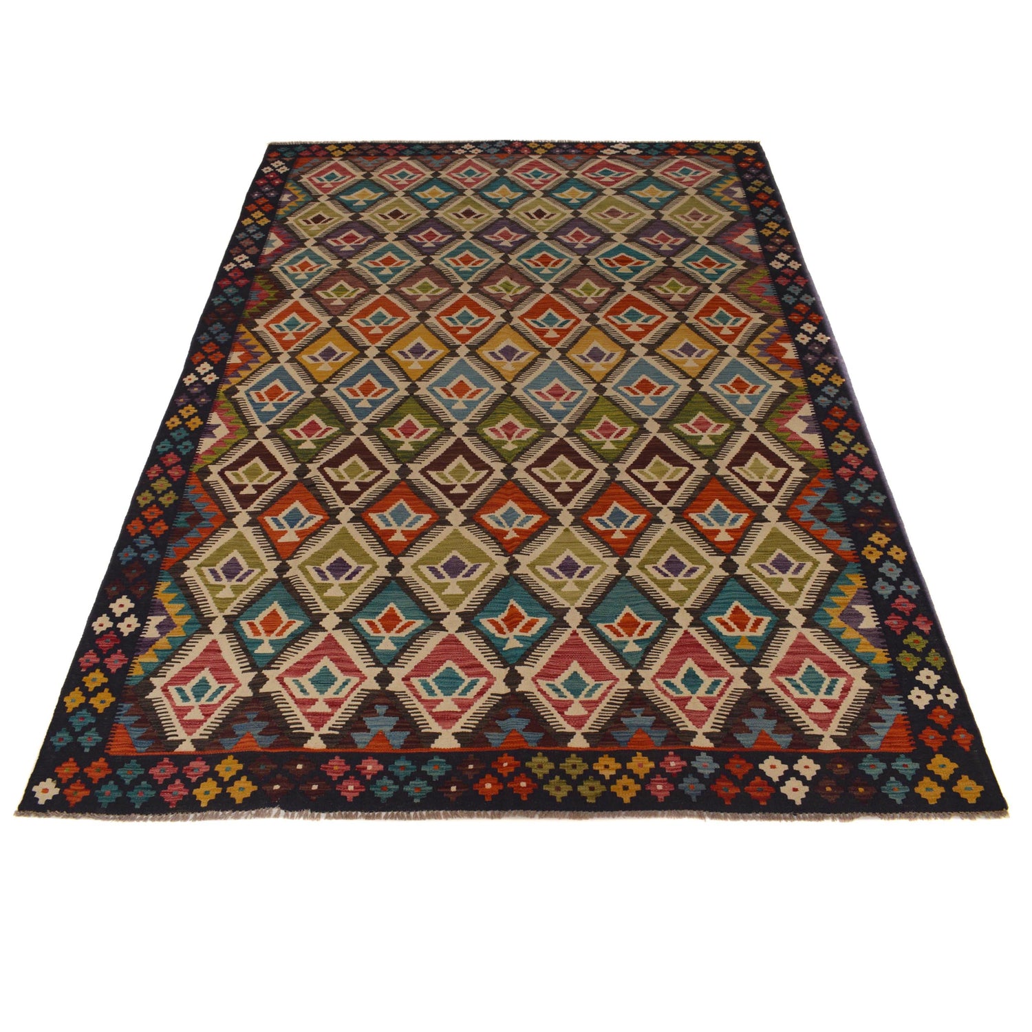 Handmade Vegetable Kilim 6' 8" x 10' 0" (ft) - No. W35525