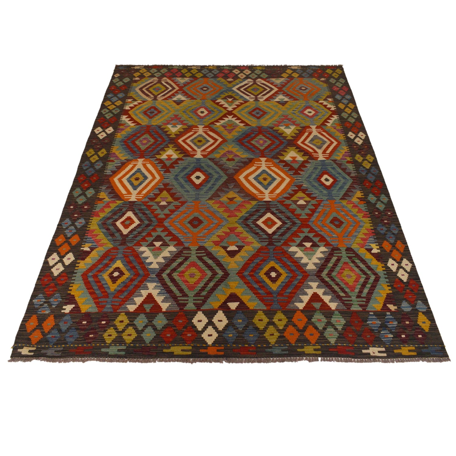 Handmade Vegetable Kilim 5' 8" x 8' 0" (ft) - No. W35526