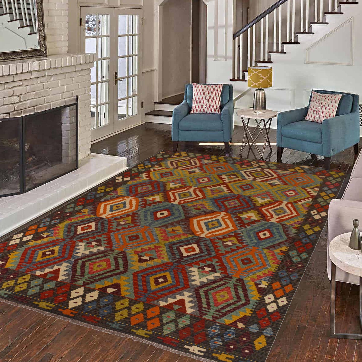 Handmade Vegetable Kilim 5' 8" x 8' 0" (ft) - No. W35526