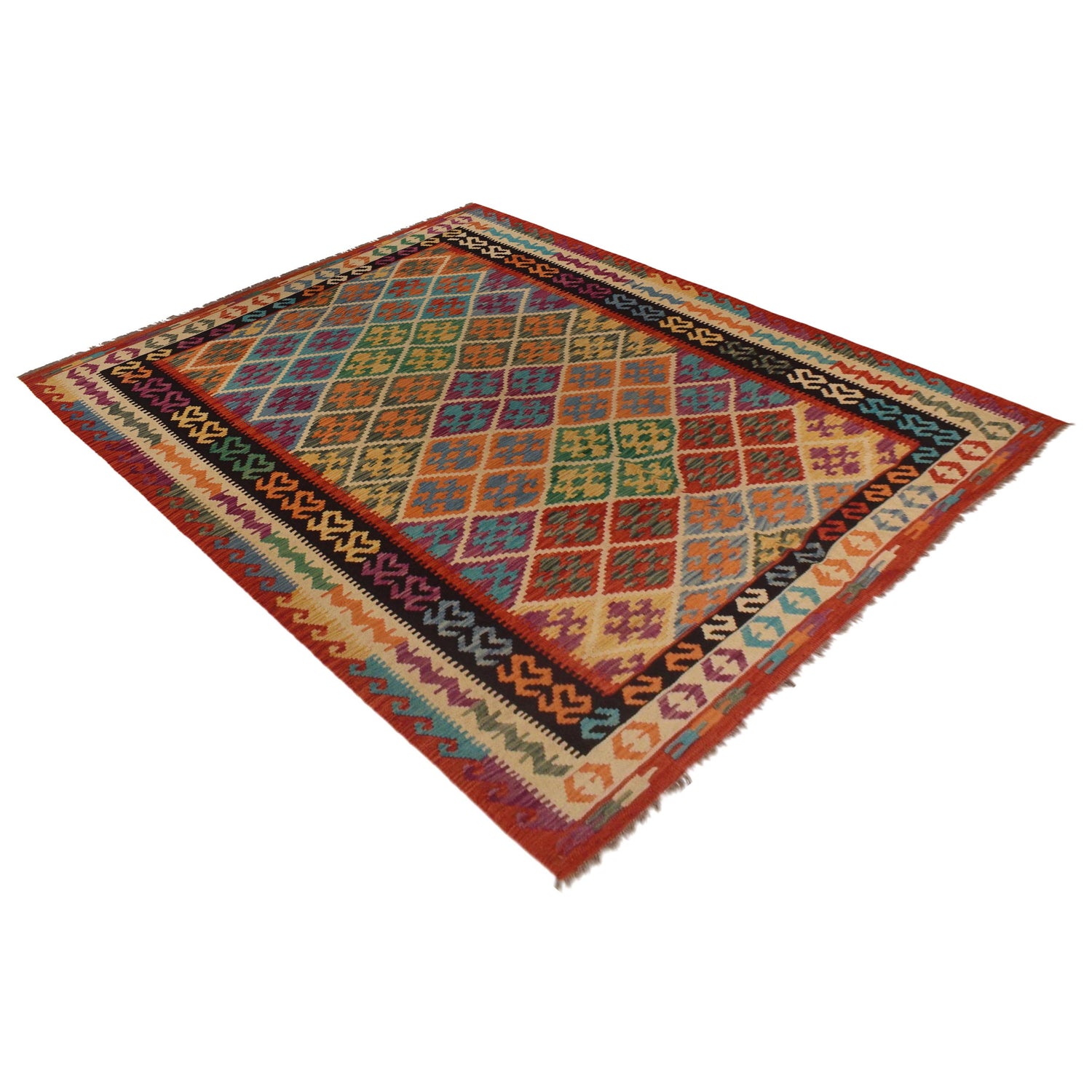 Handmade Vegetable Kelim 6' 7" x 9' 10" (ft) - No. W35528