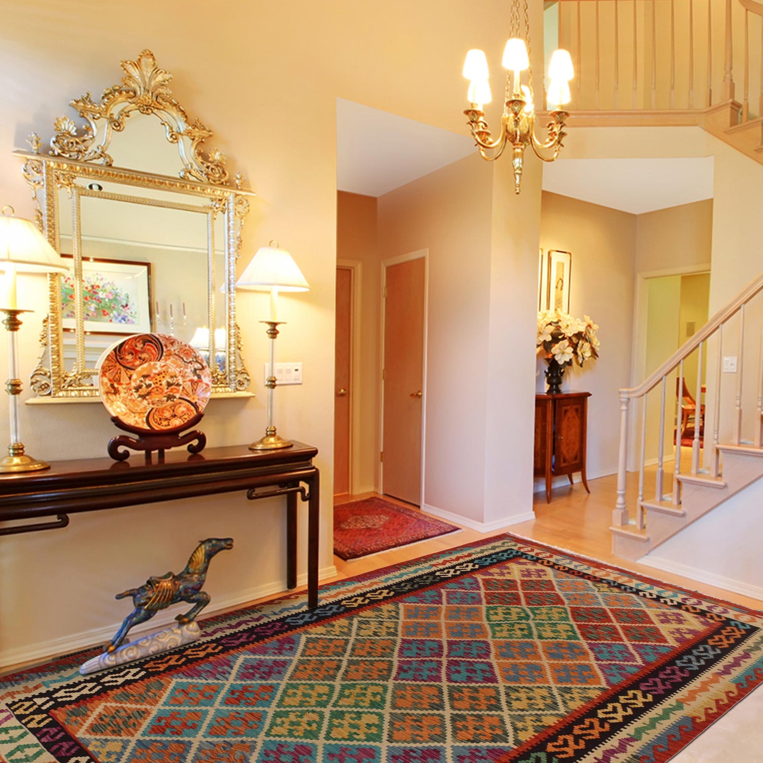 Handmade Vegetable Kelim 6' 7" x 9' 10" (ft) - No. W35528