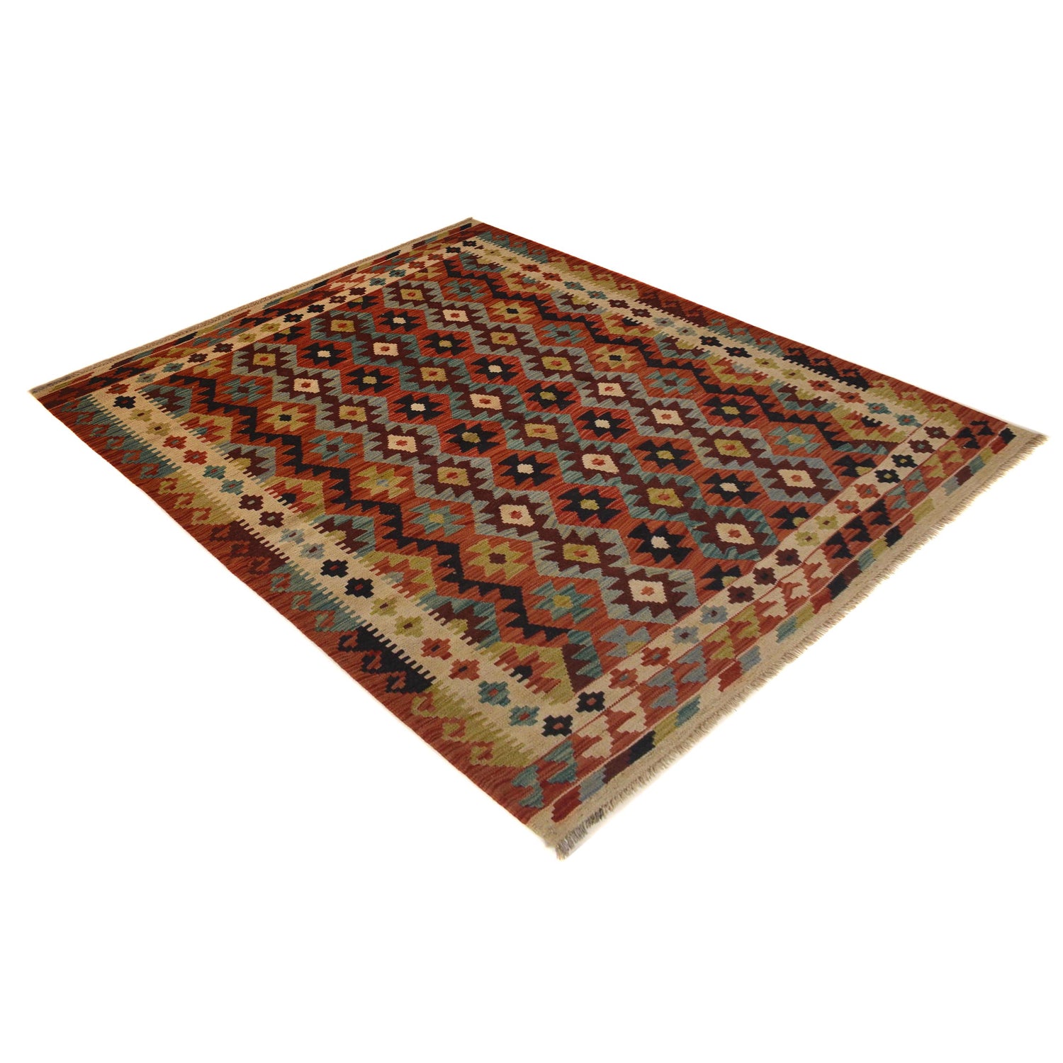 Handmade Vegetable Kelim 4' 11" x 6' 10" (ft) - No. W35531