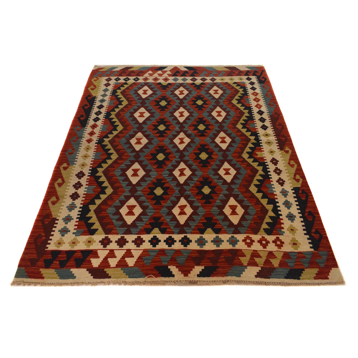 Handmade Vegetable Kilim 4' 10" x 6' 11" (ft) - No. W35533