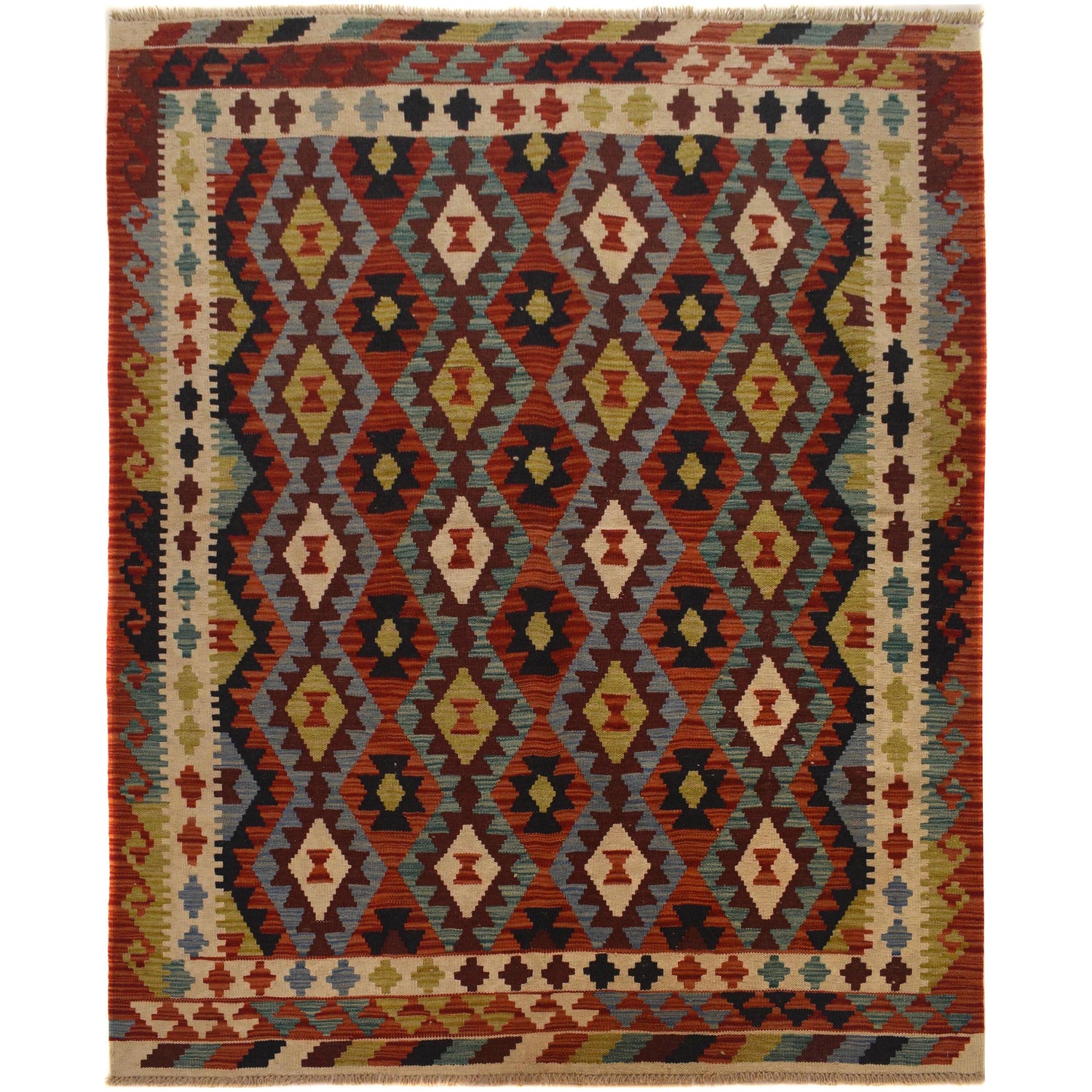 Handmade Vegetable Kilim 5' 1" x 6' 8" (ft) - No. W35535
