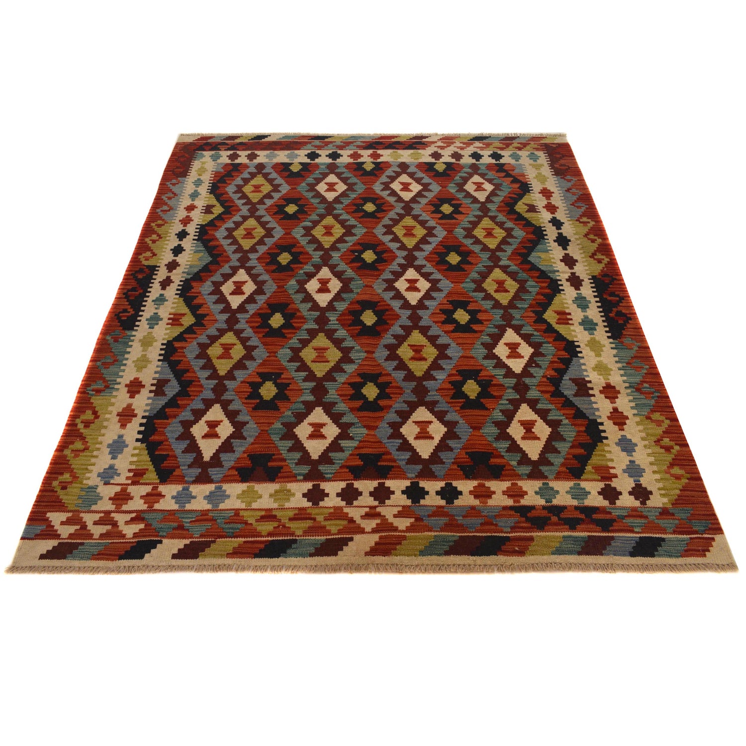 Handmade Vegetable Kilim 5' 1" x 6' 8" (ft) - No. W35535
