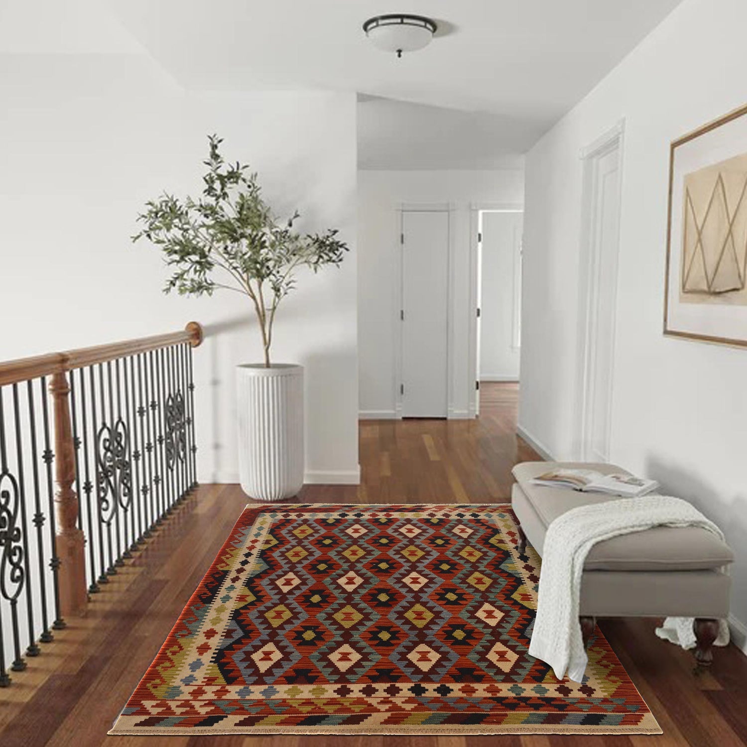 Handmade Vegetable Kilim 5' 1" x 6' 8" (ft) - No. W35535