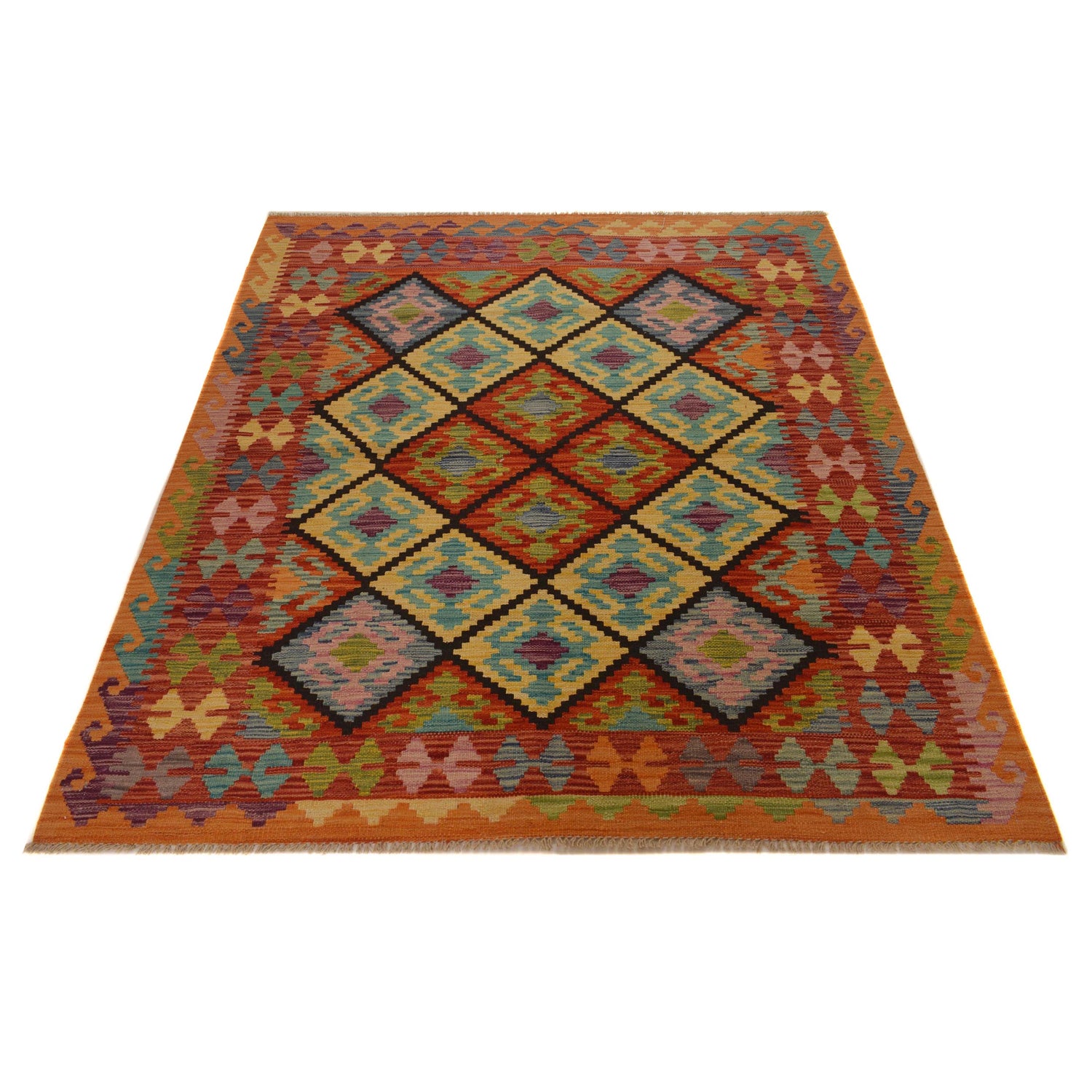 Handmade Vegetable Kelim 5' 1" x 6' 1" (ft) - No. W35536