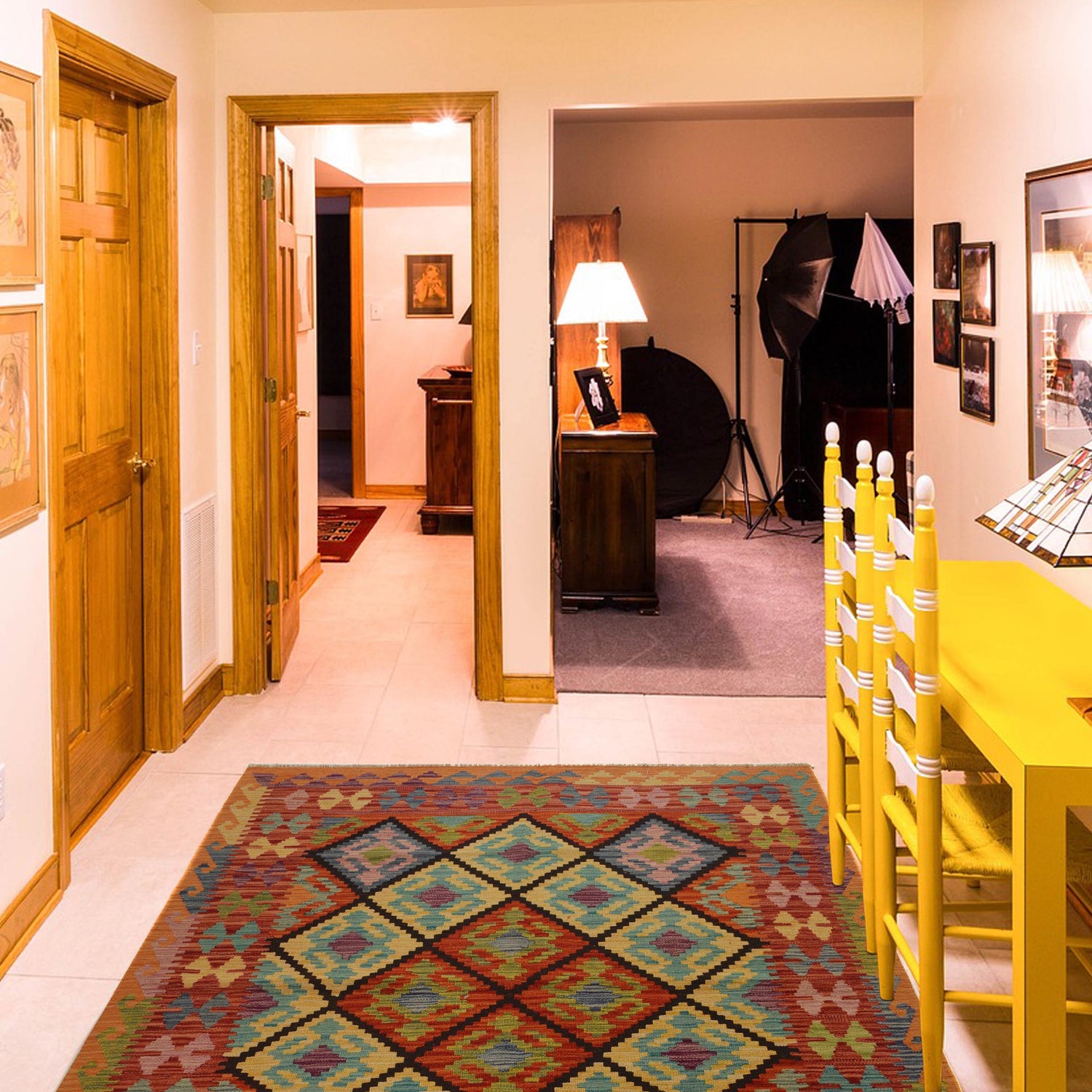 Handmade Vegetable Kelim 5' 1" x 6' 1" (ft) - No. W35536