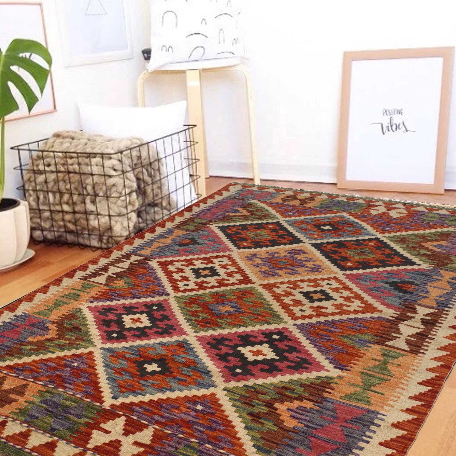 Handmade Vegetable KIlim 3' 5"  x 5' 4" (ft) - No. W35537