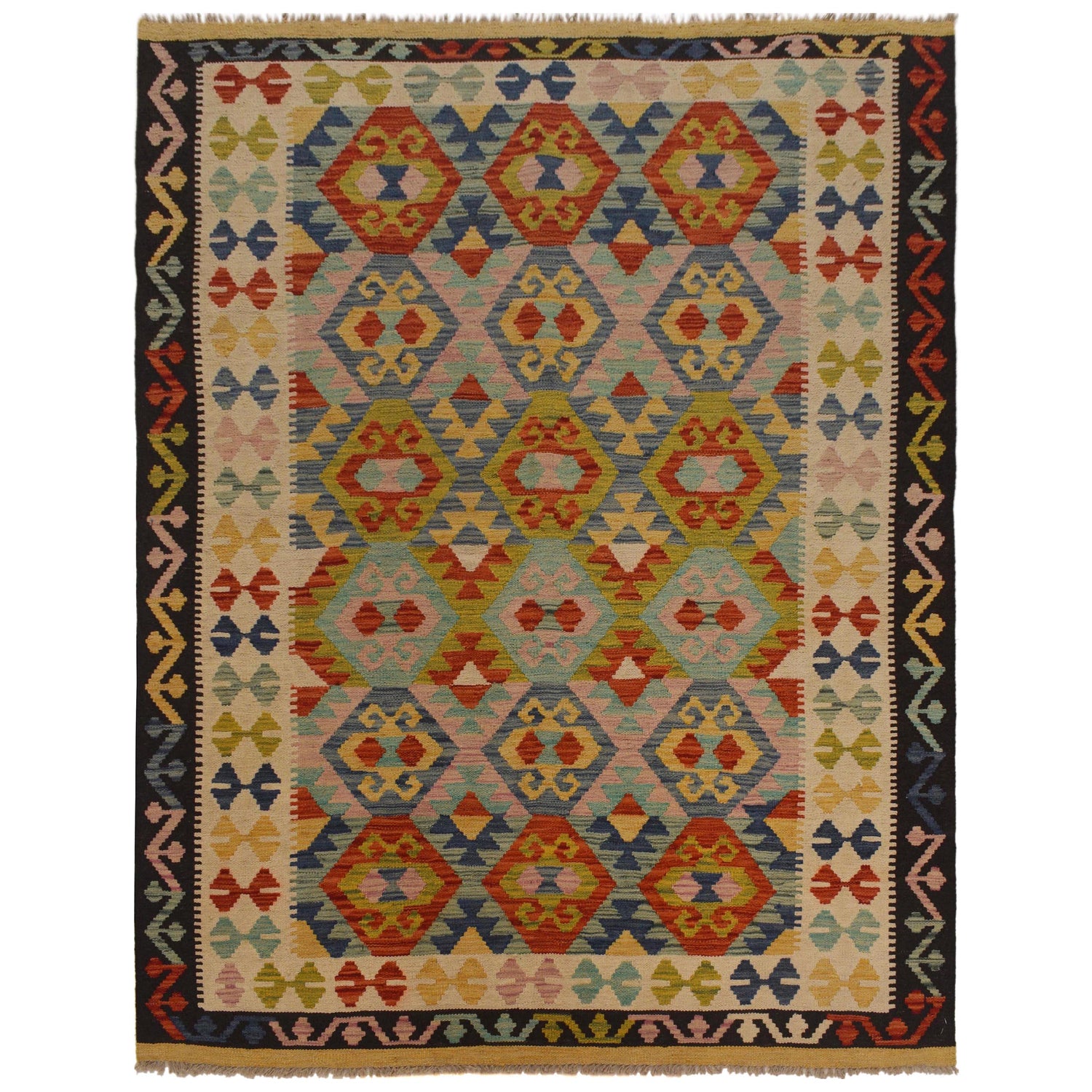 Handmade Vegetable Kilim 5' 3" x 6' 7" (ft) - No. W35540