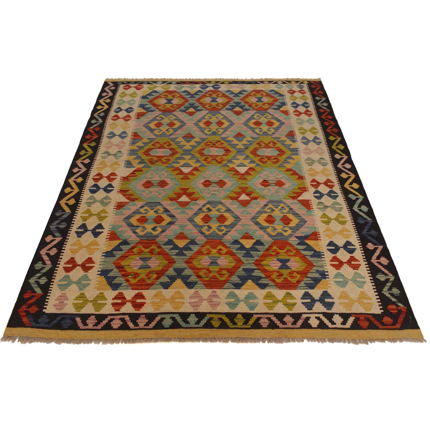 Handmade Vegetable Kilim 5' 3" x 6' 7" (ft) - No. W35540