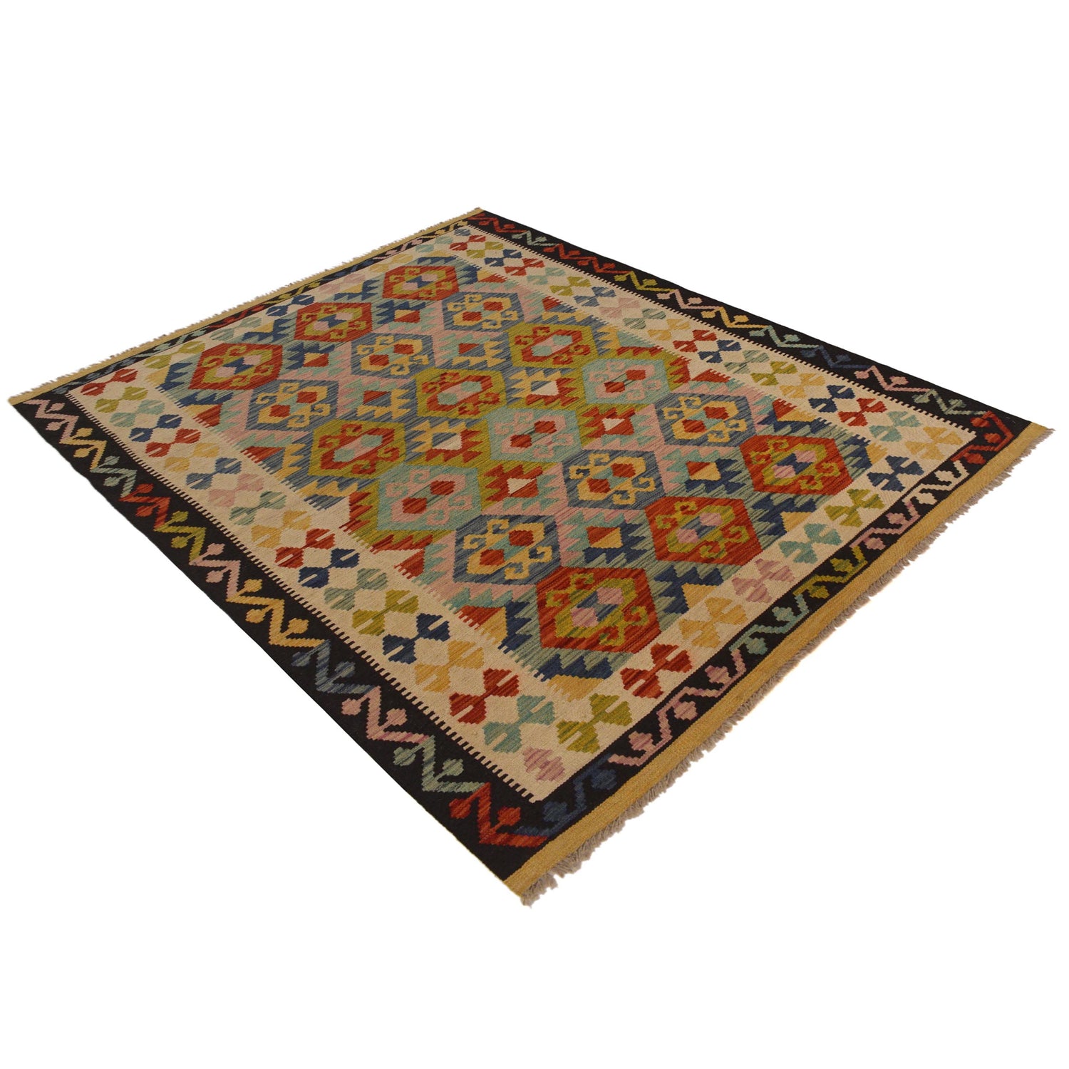 Handmade Vegetable Kilim 5' 3" x 6' 7" (ft) - No. W35540
