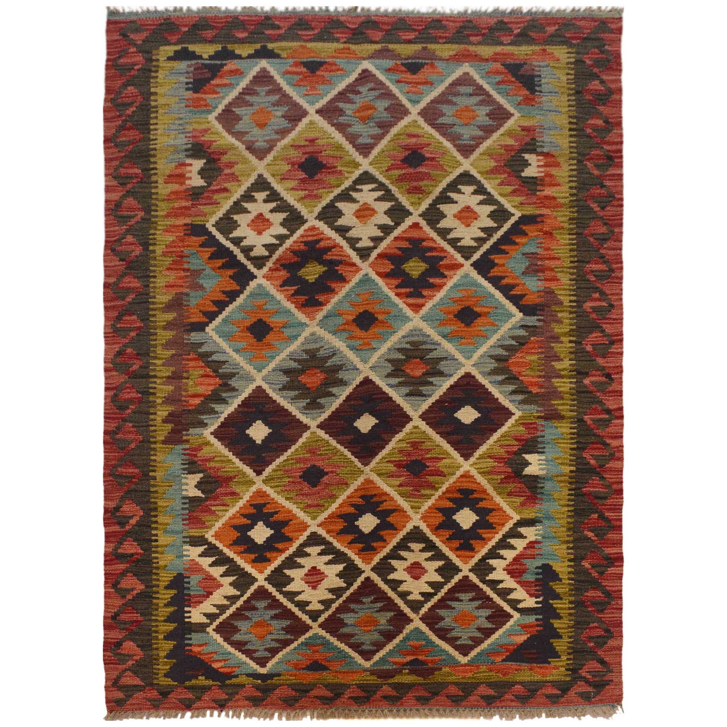 Handmade Vegetable Kilim 3' 4"  x 5' 0" (ft) - No. W35542
