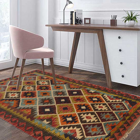 Handmade Vegetable Kilim 3' 4"  x 5' 0" (ft) - No. W35542