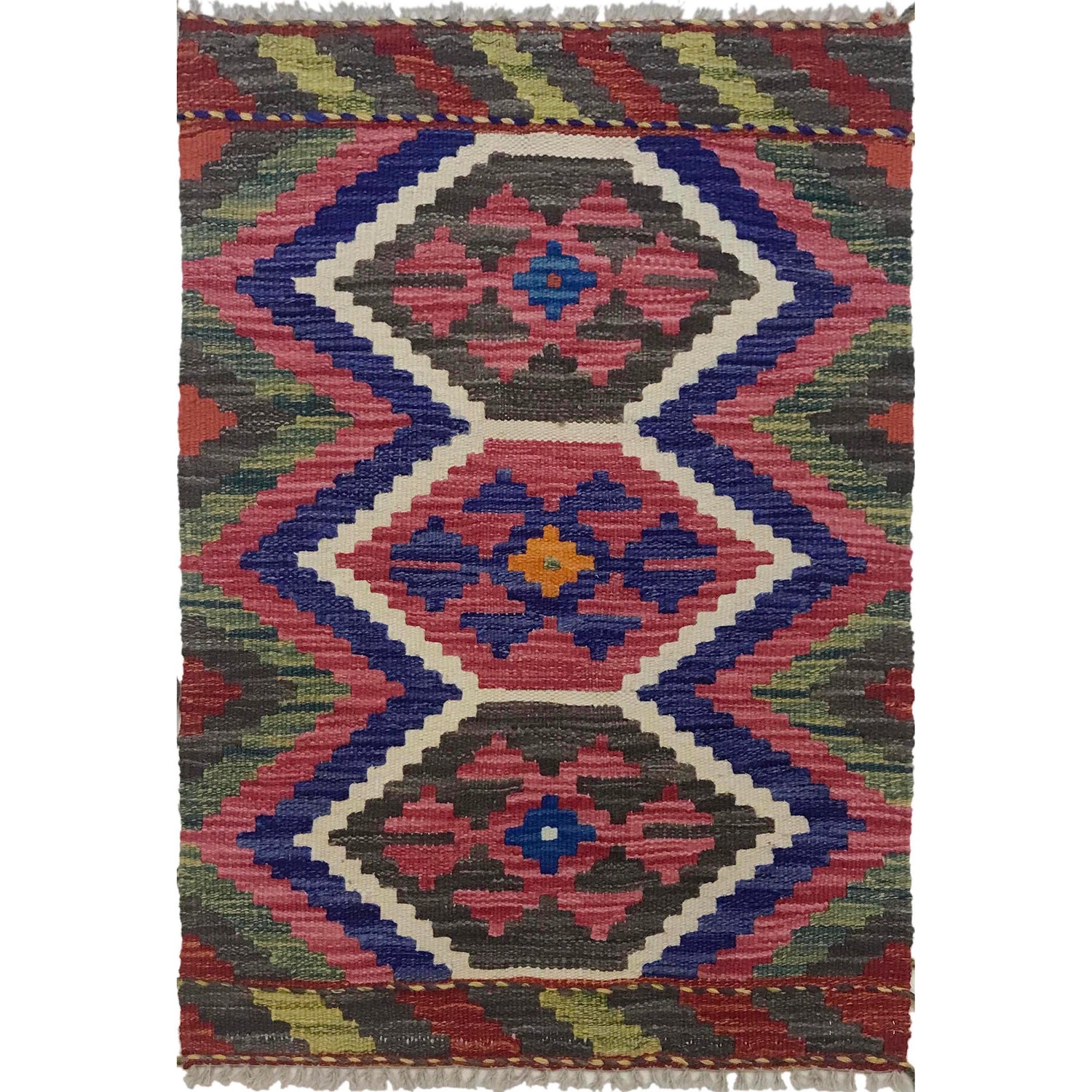 Handmade Vegetable Kilim 1' 11" x 2' 10" (ft) - No. W35544