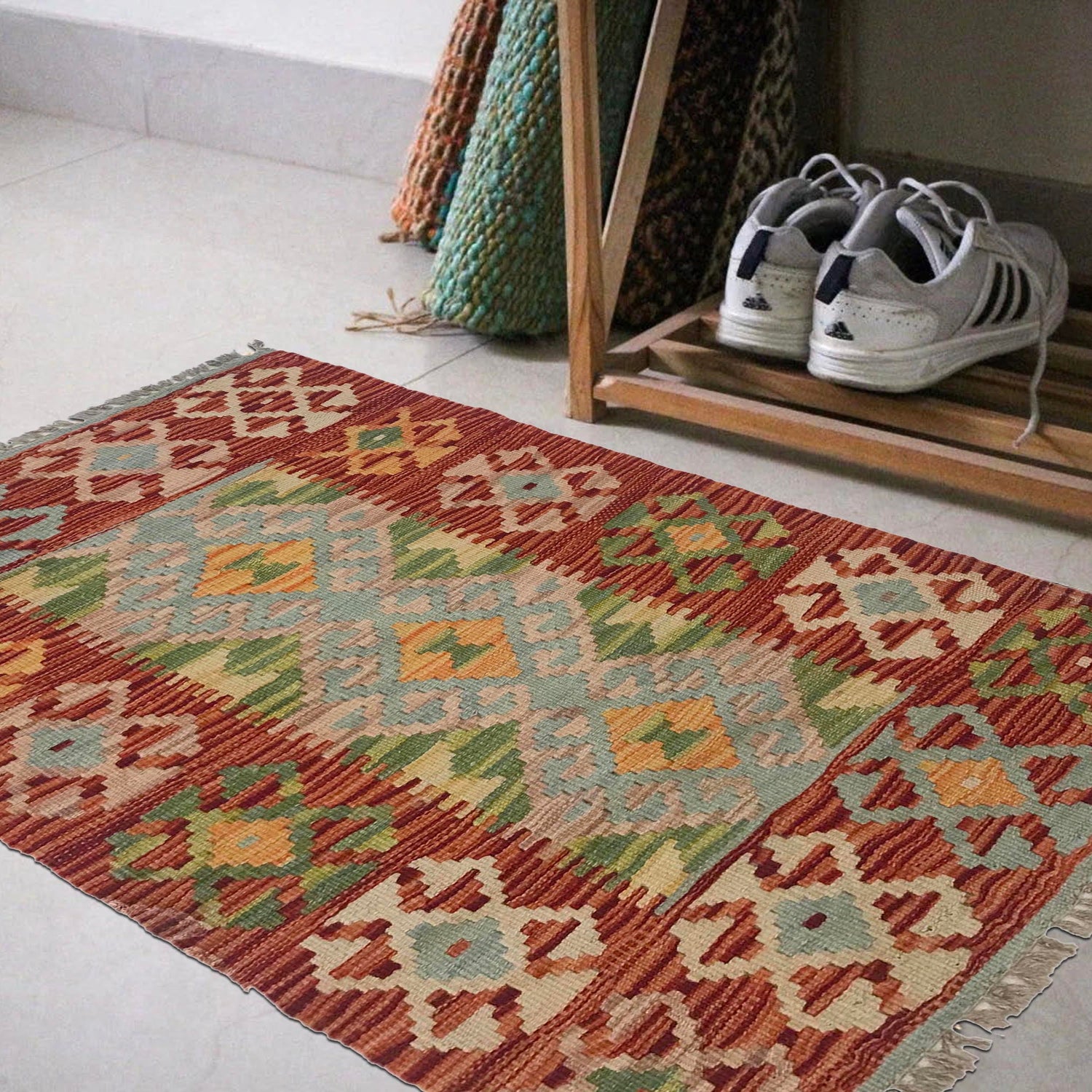 Handmade Vegetable Kilim 1' 9" x 2' 10" (ft) - No. W35546