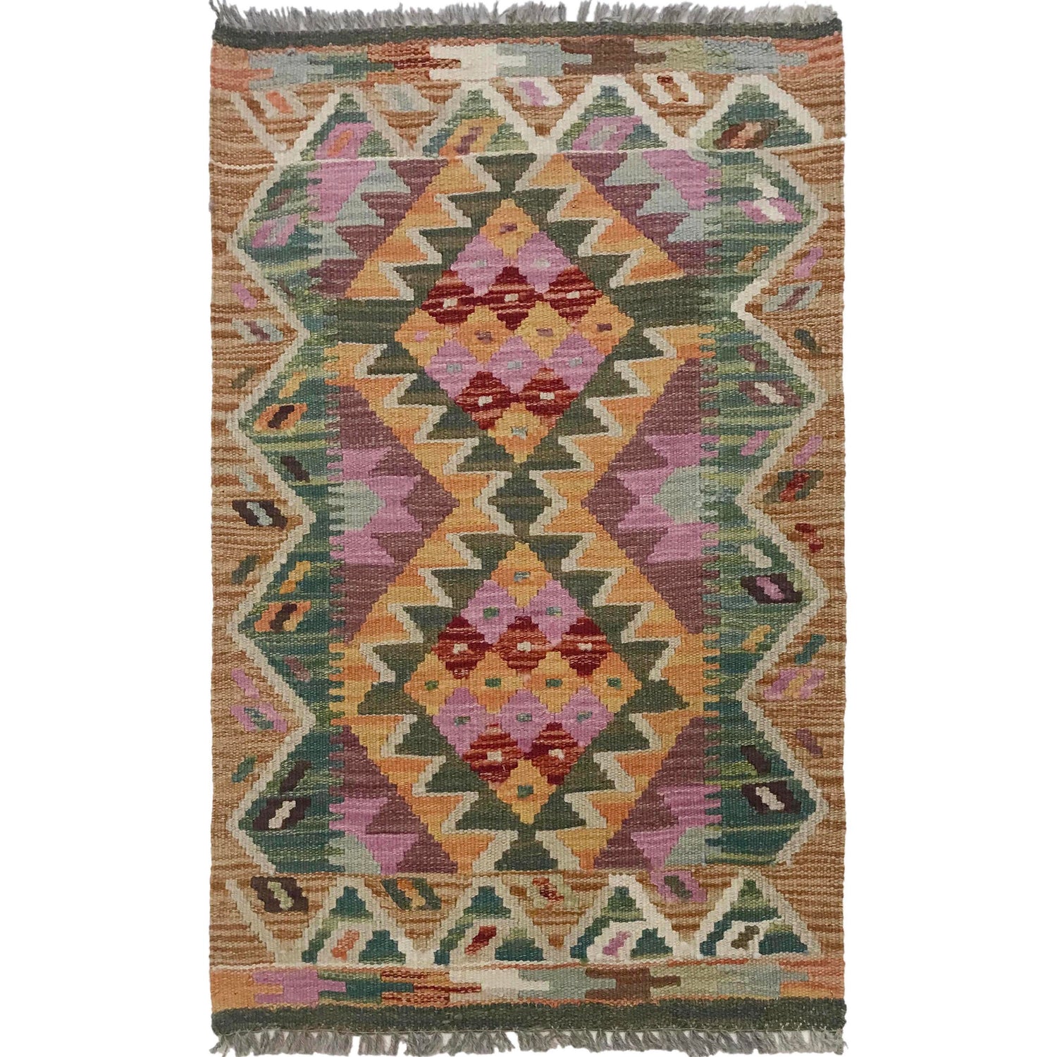 Handmade Vegetable Kelim 1' 12" x 3' 2" (ft) - No. W35549