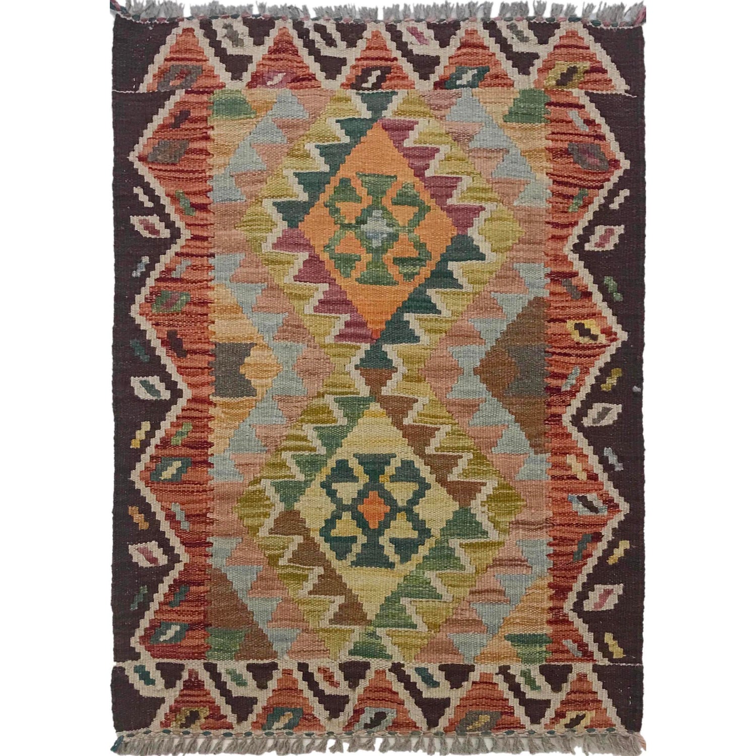 Handmade Vegetable Kilim 2' 1" x 2' 11" (ft) - No. W35552