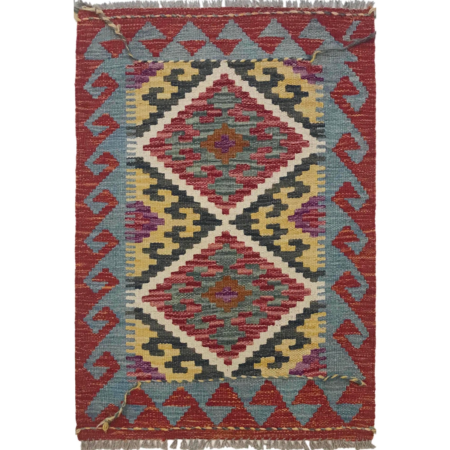 Handmade Vegetable Kilim 1' 12" x 2' 11" (ft) - No. W35559