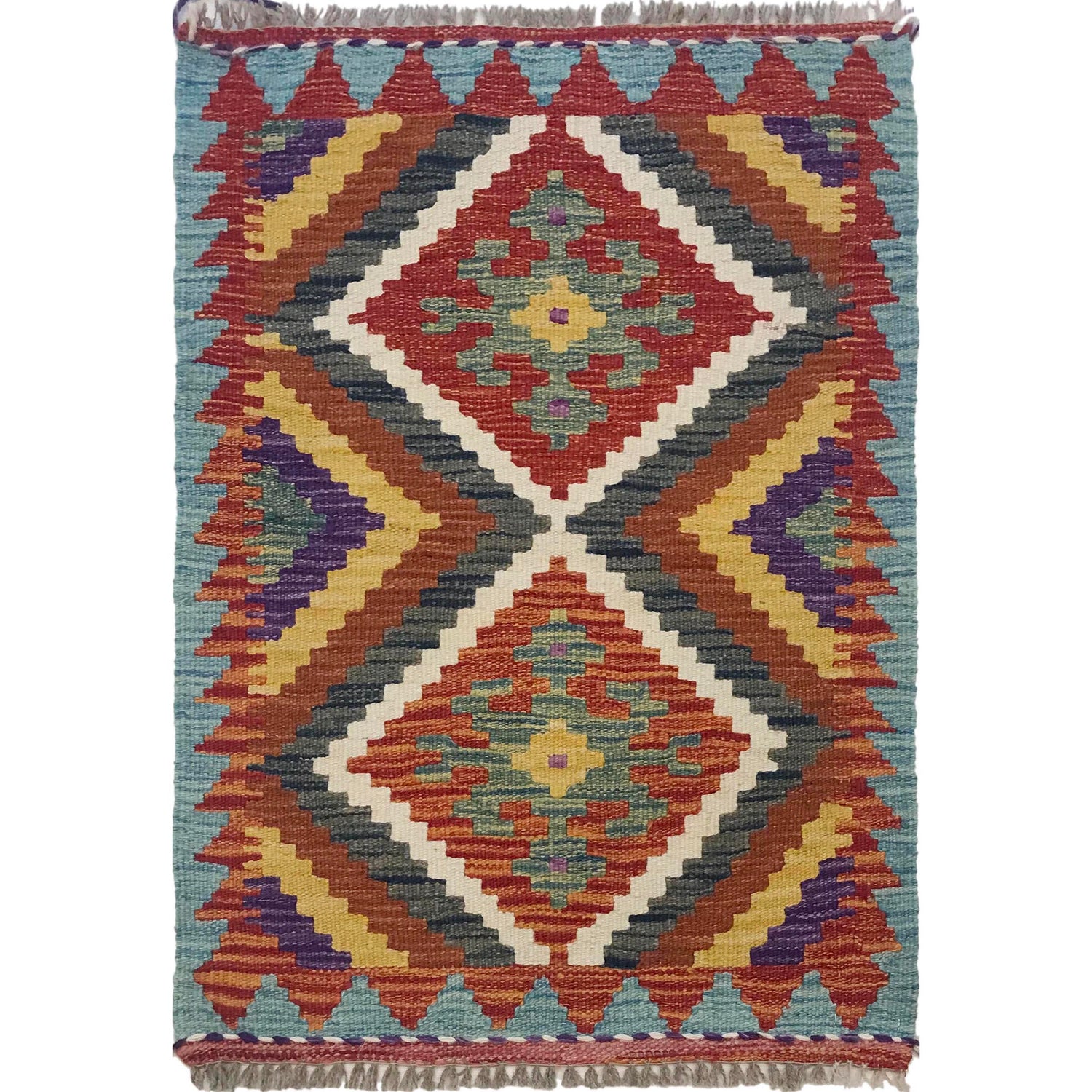 Handmade Vegetable Kelim 1' 11" x 2' 11" (ft) - No. W35560