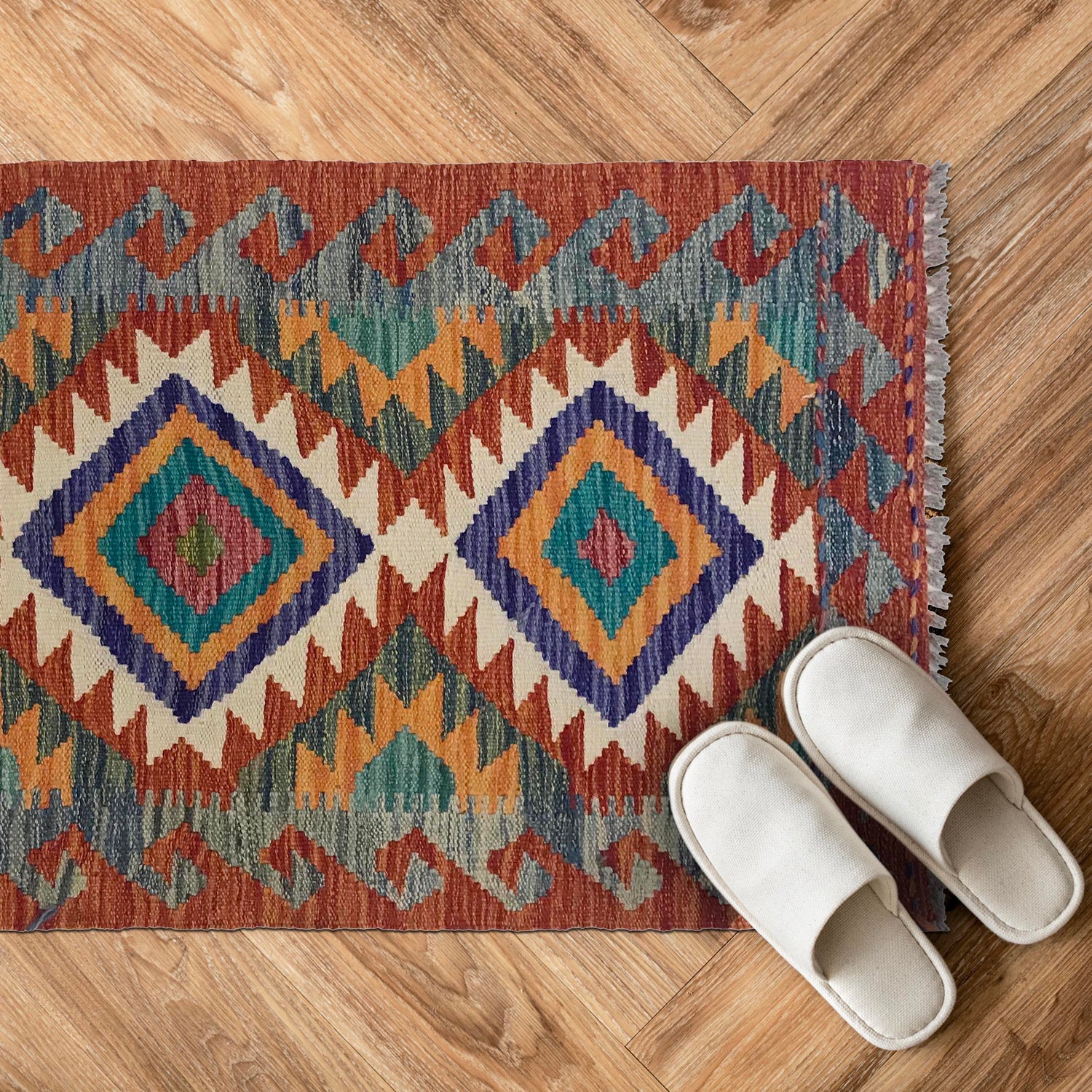 Handmade Vegetable Kilim 2' 0" x 2' 12" (ft) - No. W35572