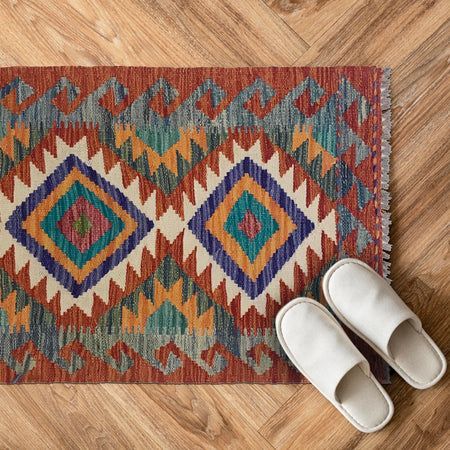 Handmade Vegetable Kilim 2' 0" x 2' 12" (ft) - No. W35572