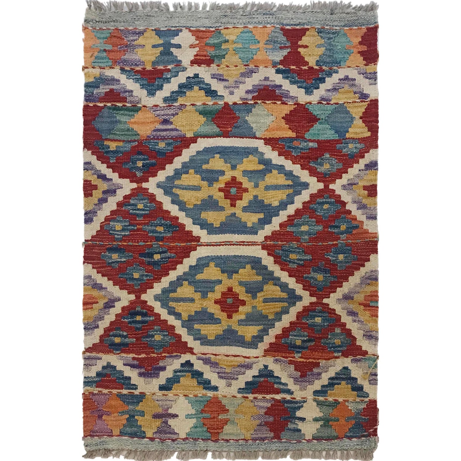 Handmade Vegetable Kilim 2' 1" x 3' 3" (ft) - No. W35575