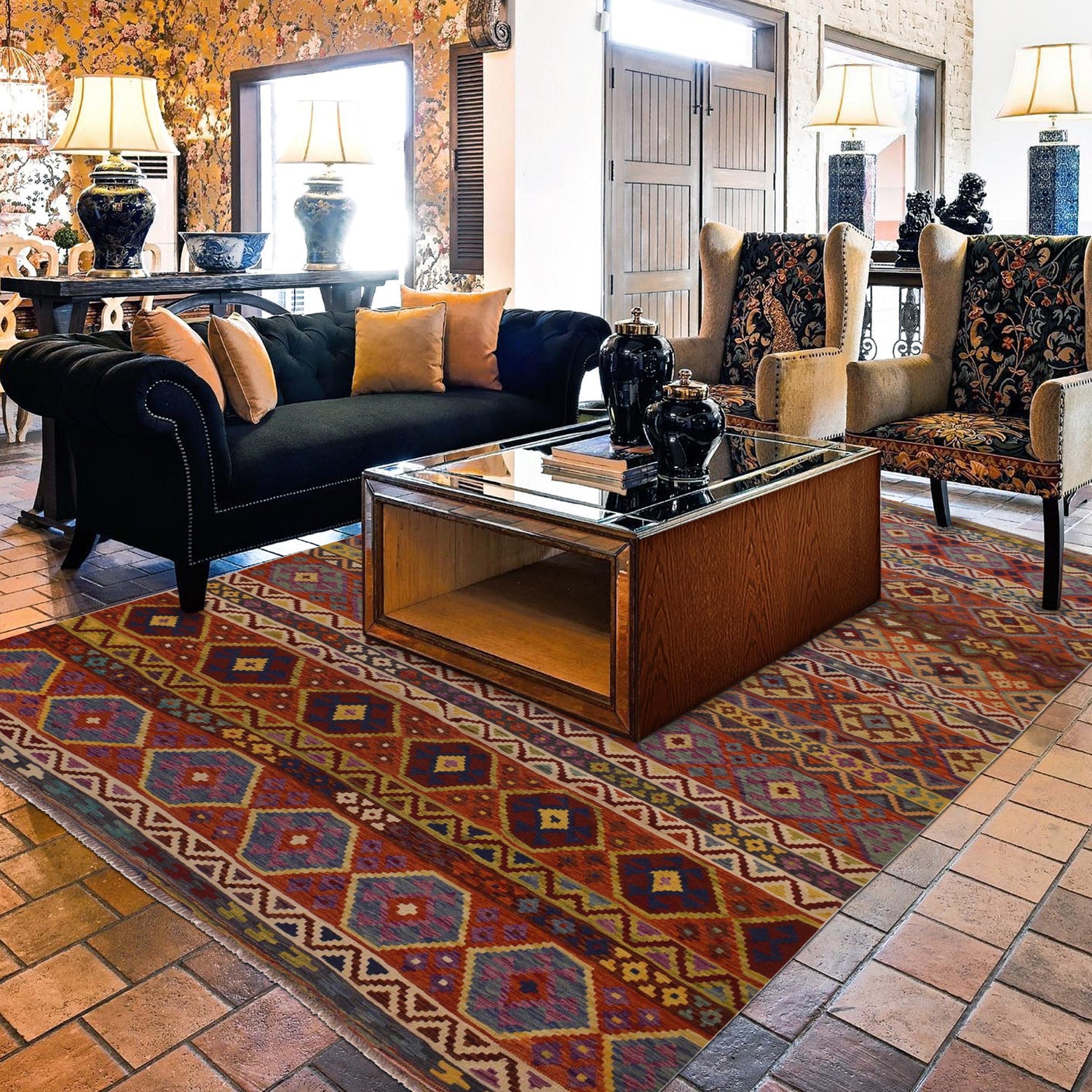 Handmade Vegetable Kelim 9' 5" x 13' 0" (ft) - No. W35578