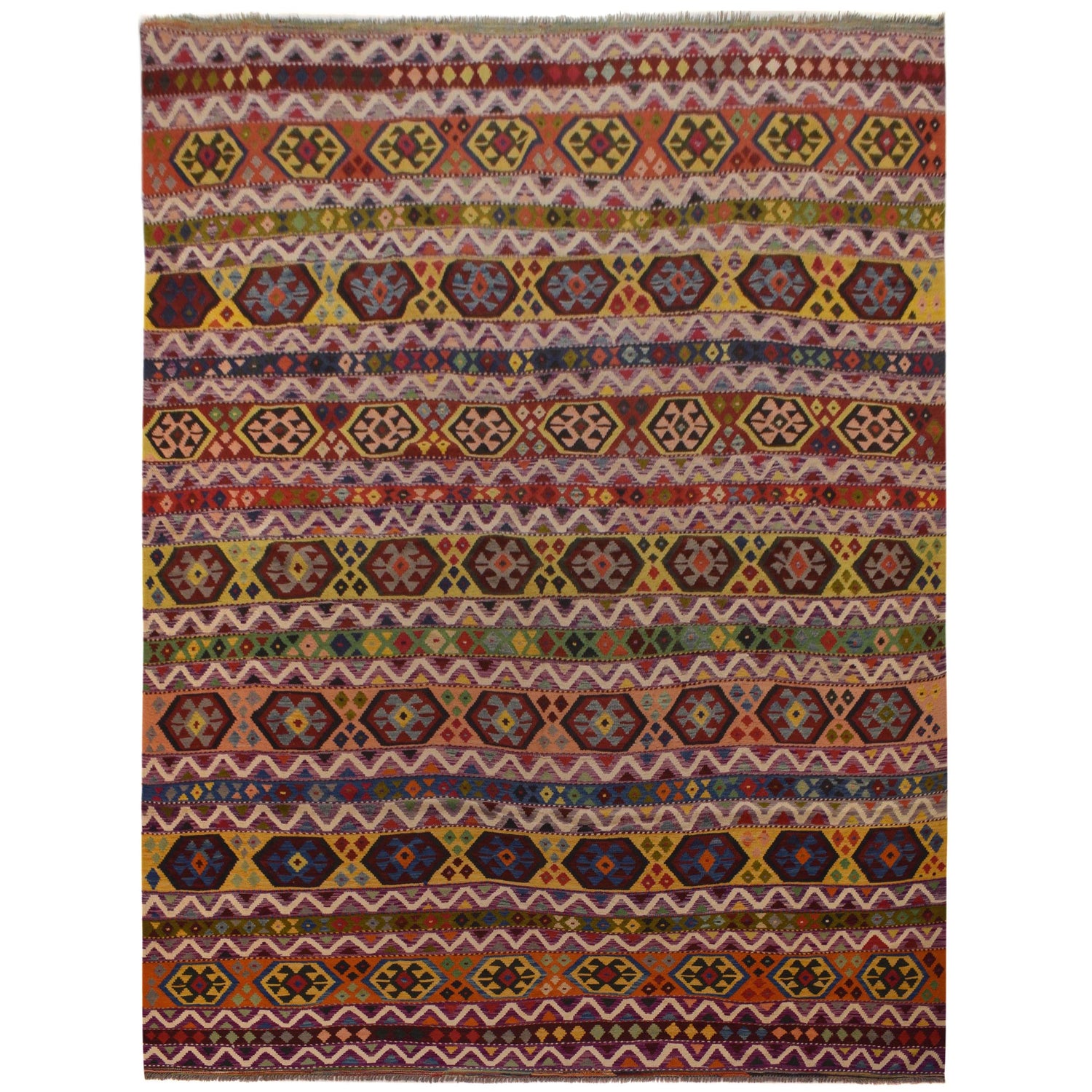 Handmade Vegetable Kilim 9' 9" x 13' 3" (ft) - No. W35579