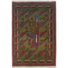 Green Color War Rug 2' 1" x 3' 2" (ft) - No. W35583