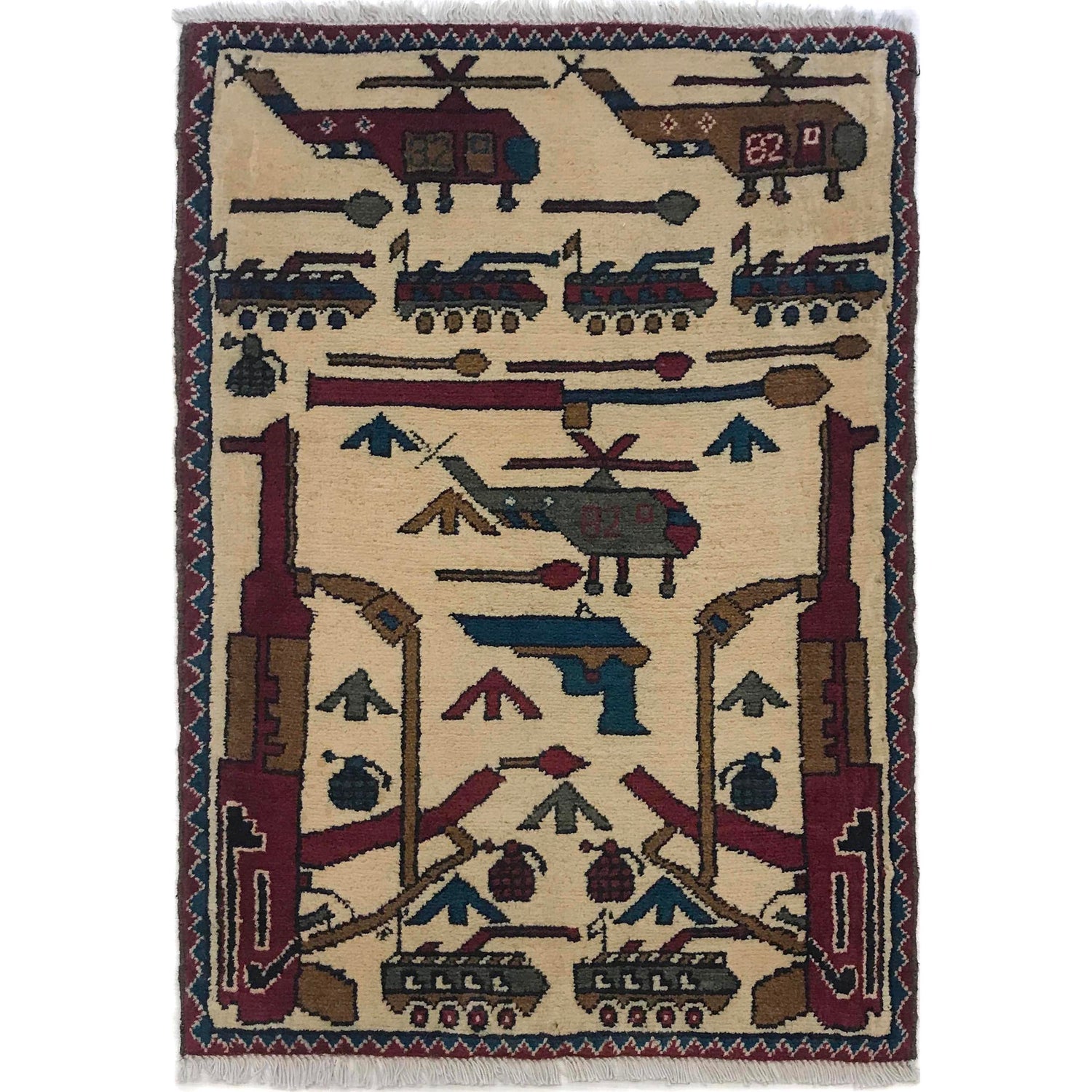 Handmade War Rug 2' 0" x 2' 8" (ft) - No. W35591