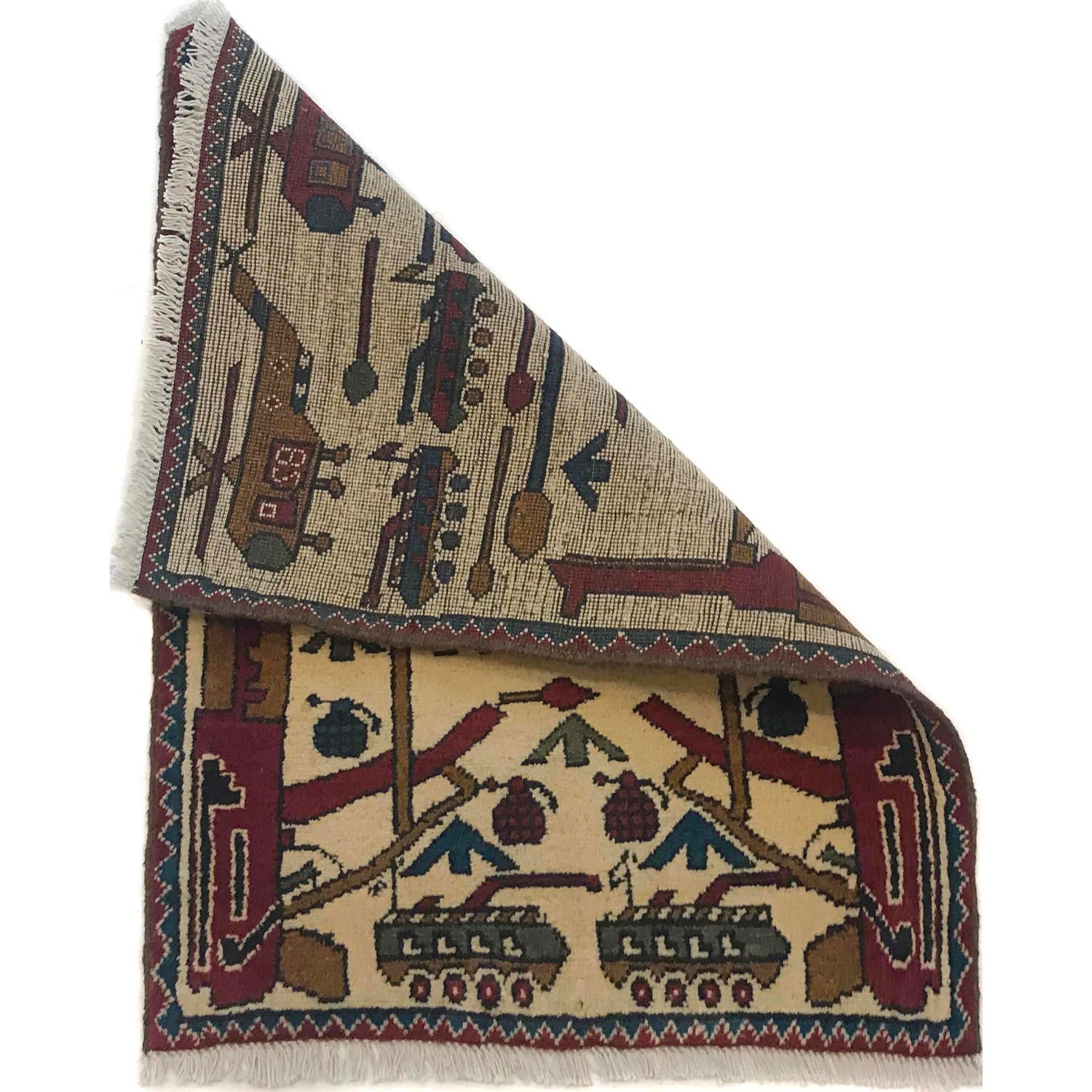 Handmade War Rug 2' 0" x 2' 8" (ft) - No. W35591