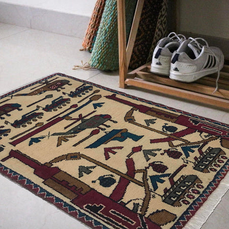 Handmade War Rug 2' 0" x 2' 8" (ft) - No. W35591