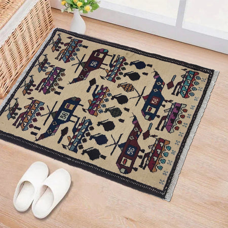 Ivory Color War Rug 1' 12" x 2' 7" (ft) - No. W35592