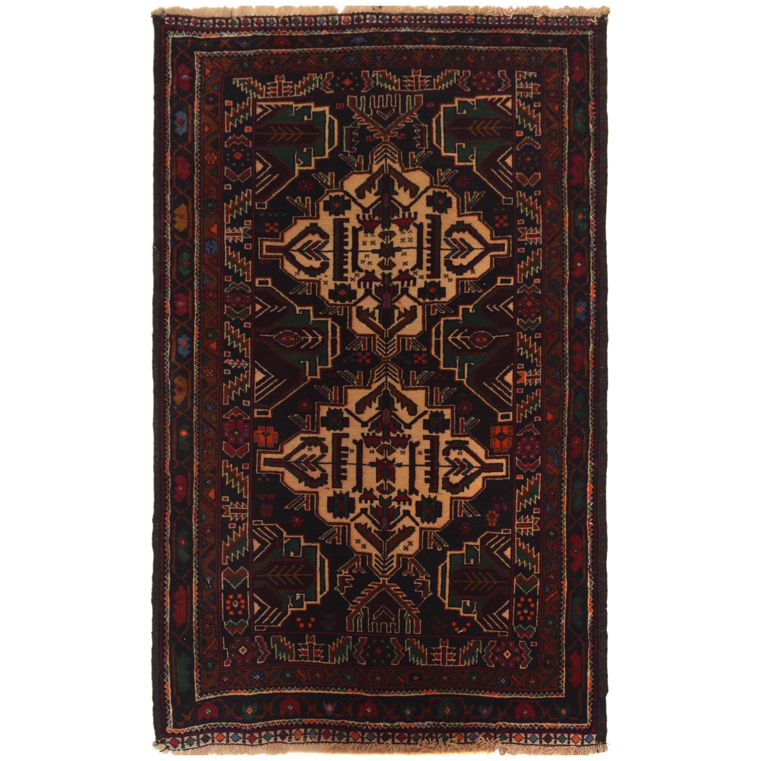 Hand Knotted Baluchi Rug 2' 8" x 4' 7" (ft) -No W35625