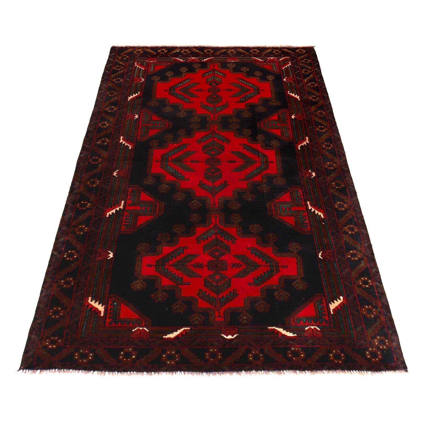 Red Color Baluchi Rug 3' 10" x 6' 8" (ft) - No. W35769