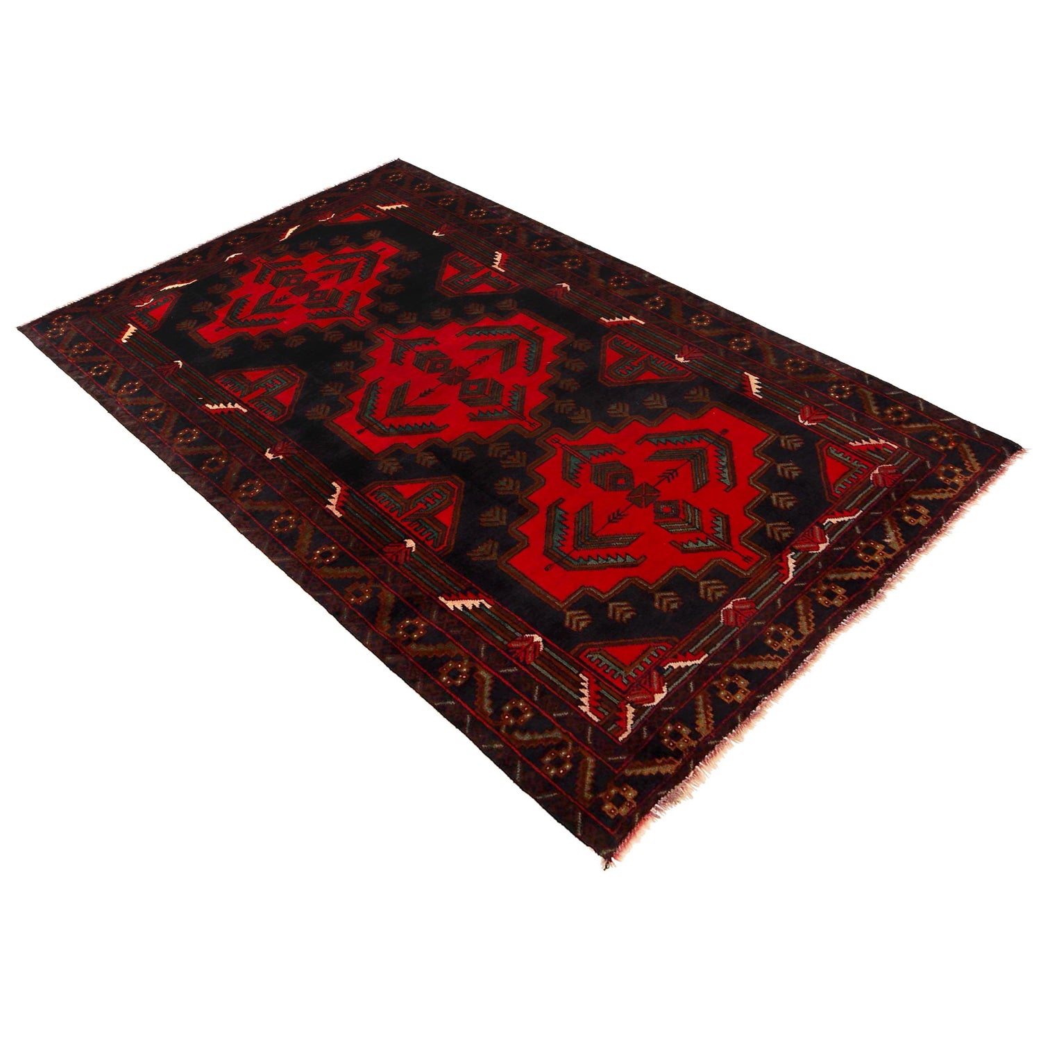 Red Color Baluchi Rug 3' 10" x 6' 8" (ft) - No. W35769