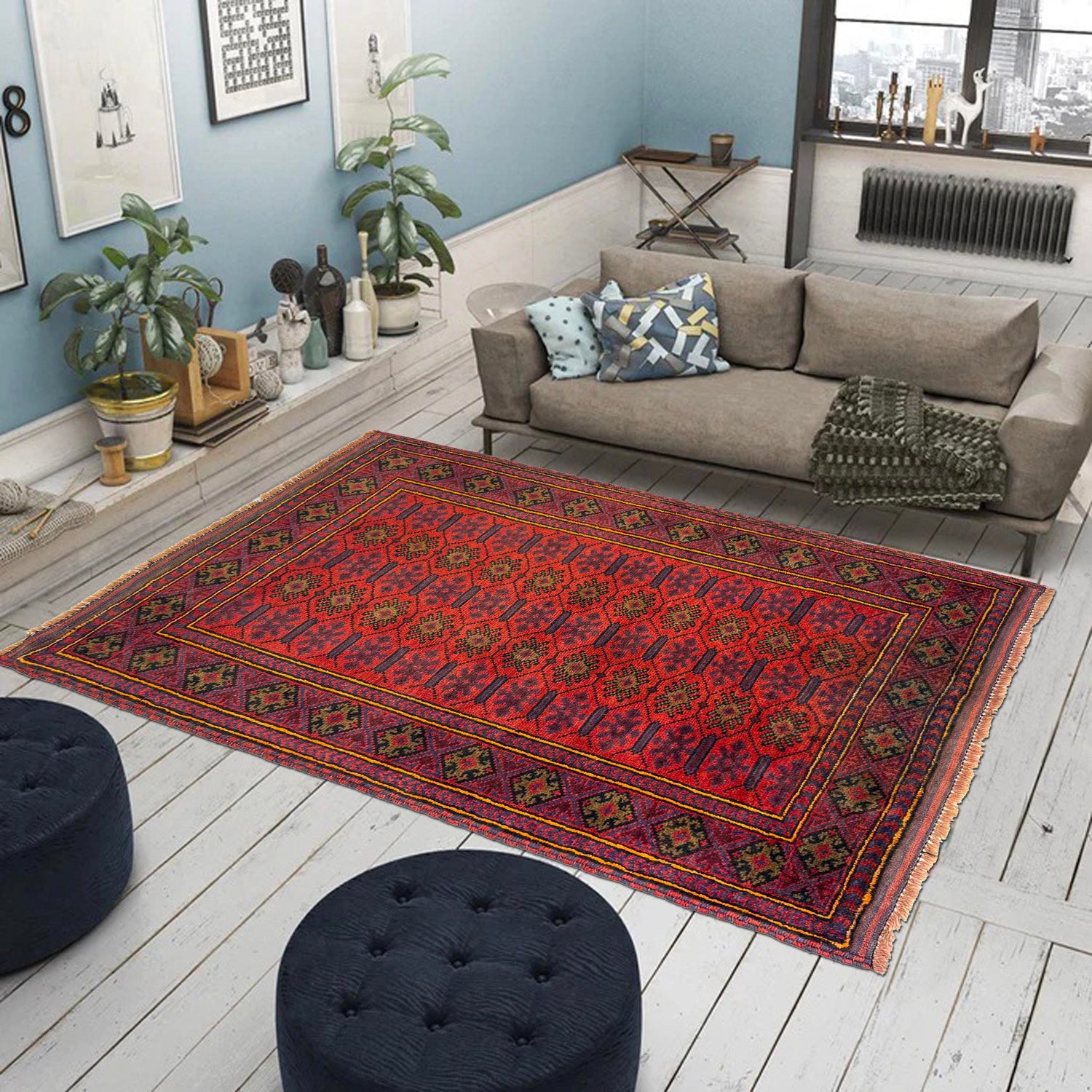 Red Color Baluchi Rug 2' 11" x 4' 3" (ft) - No. W36539