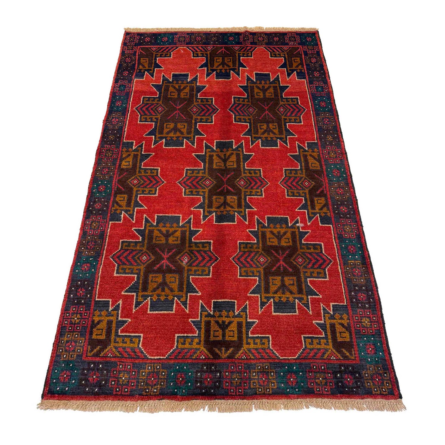 Hand Knotted Baluchi Rug 3' 7" x 6' 6 (ft) - No. W36542