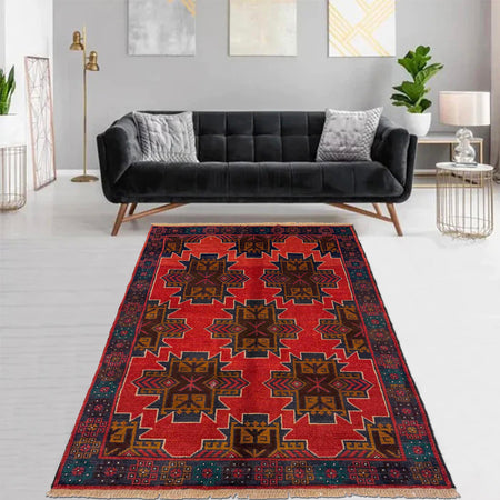Hand Knotted Baluchi Rug 3' 7" x 6' 6 (ft) - No. W36542